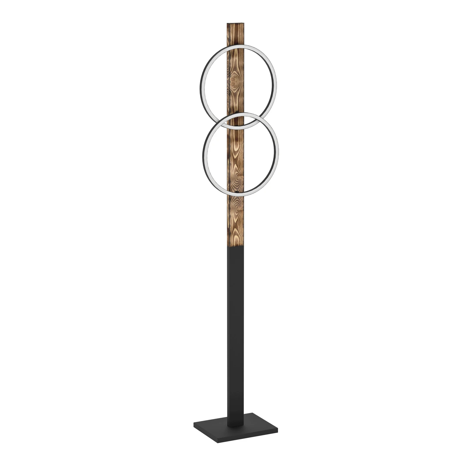 Lampe sur pied LED Boyal, marron, hauteur 150 cm, bois, à 2 lampes.