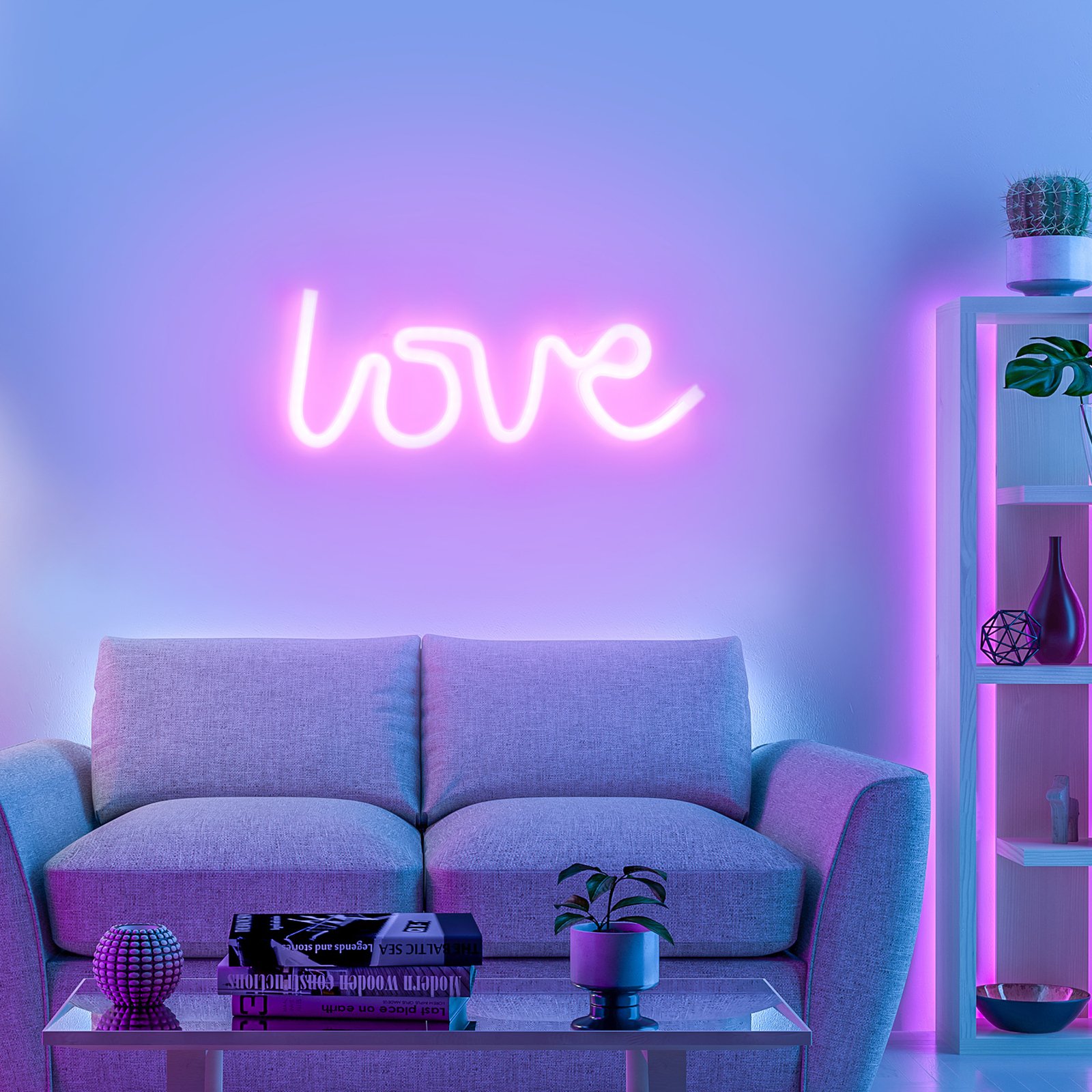 LED sieninis šviestuvas Neon Love, USB