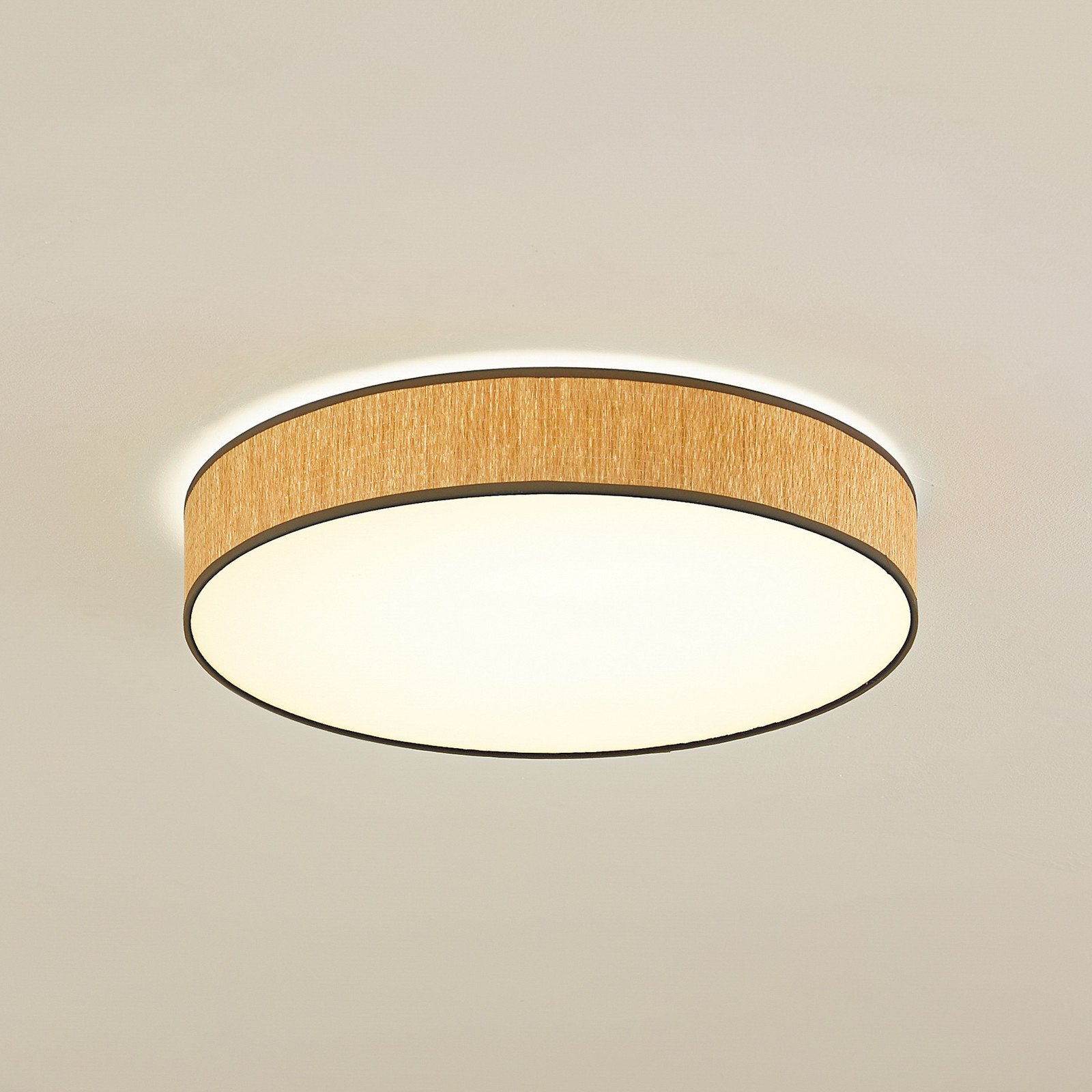Lindby plafonieră LED Jutis bej alge marine Ø 50 cm - Camera de zi / sufragerie - modern - lemn deschis alb