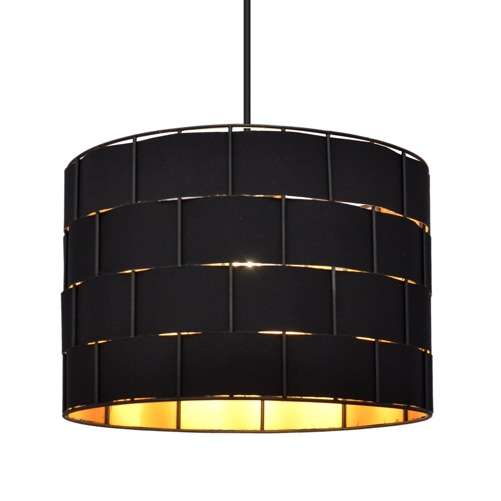 Висяща лампа Atlanta, черна, Ø 30 cm, текстил, E27