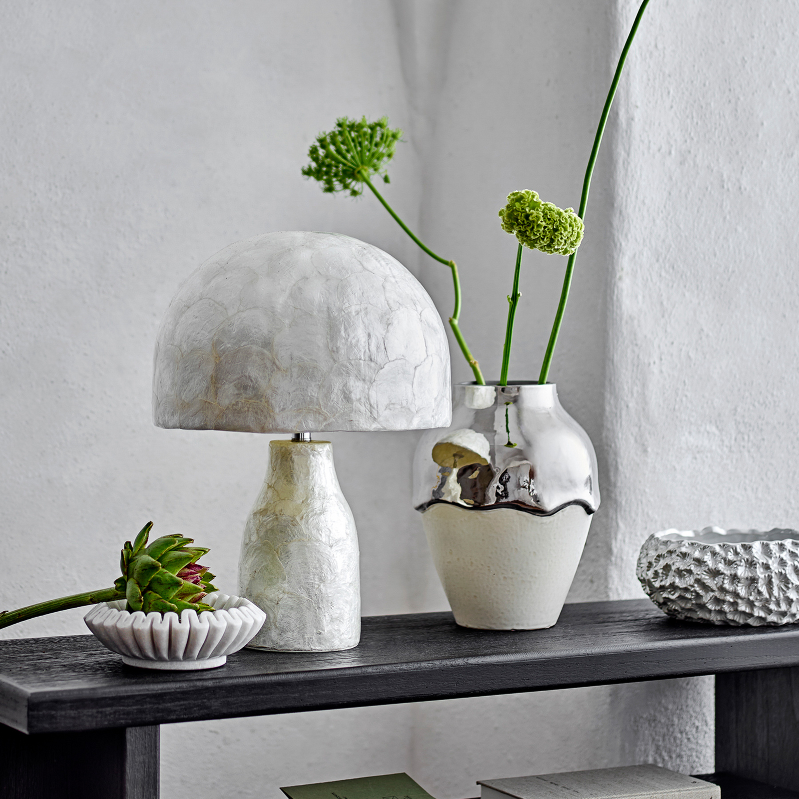 Vase Silvio, argenté, hauteur 26 cm, céramique - Bloomingville