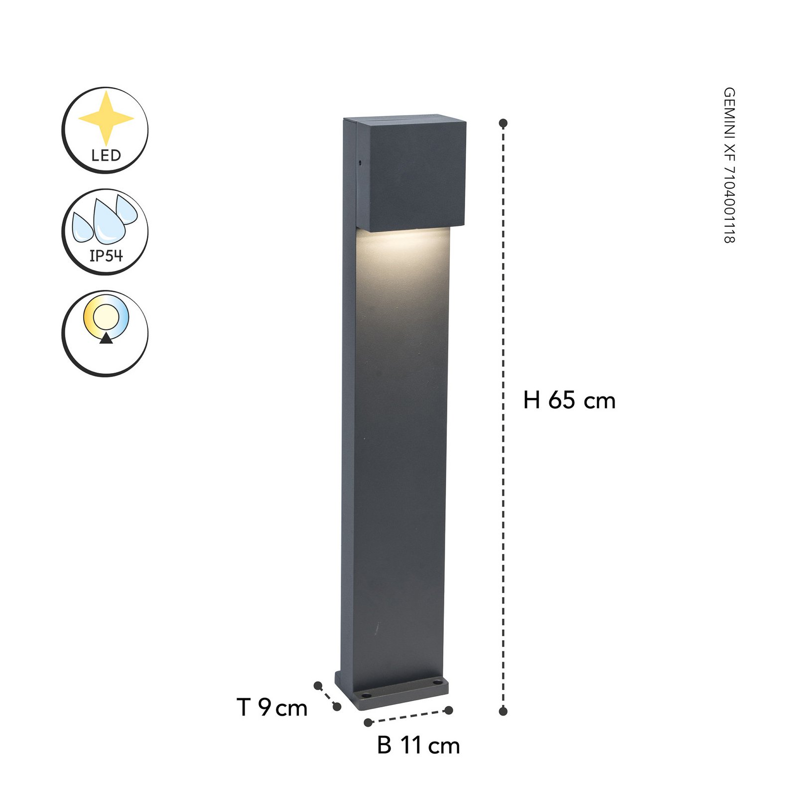 LED-Wegeleuchte Gemini FX, IP54, anthrazit