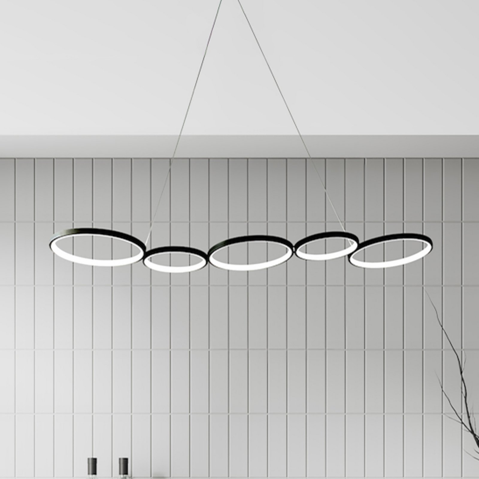 Suspension LED Olympia, métal, noir, 4 000 K