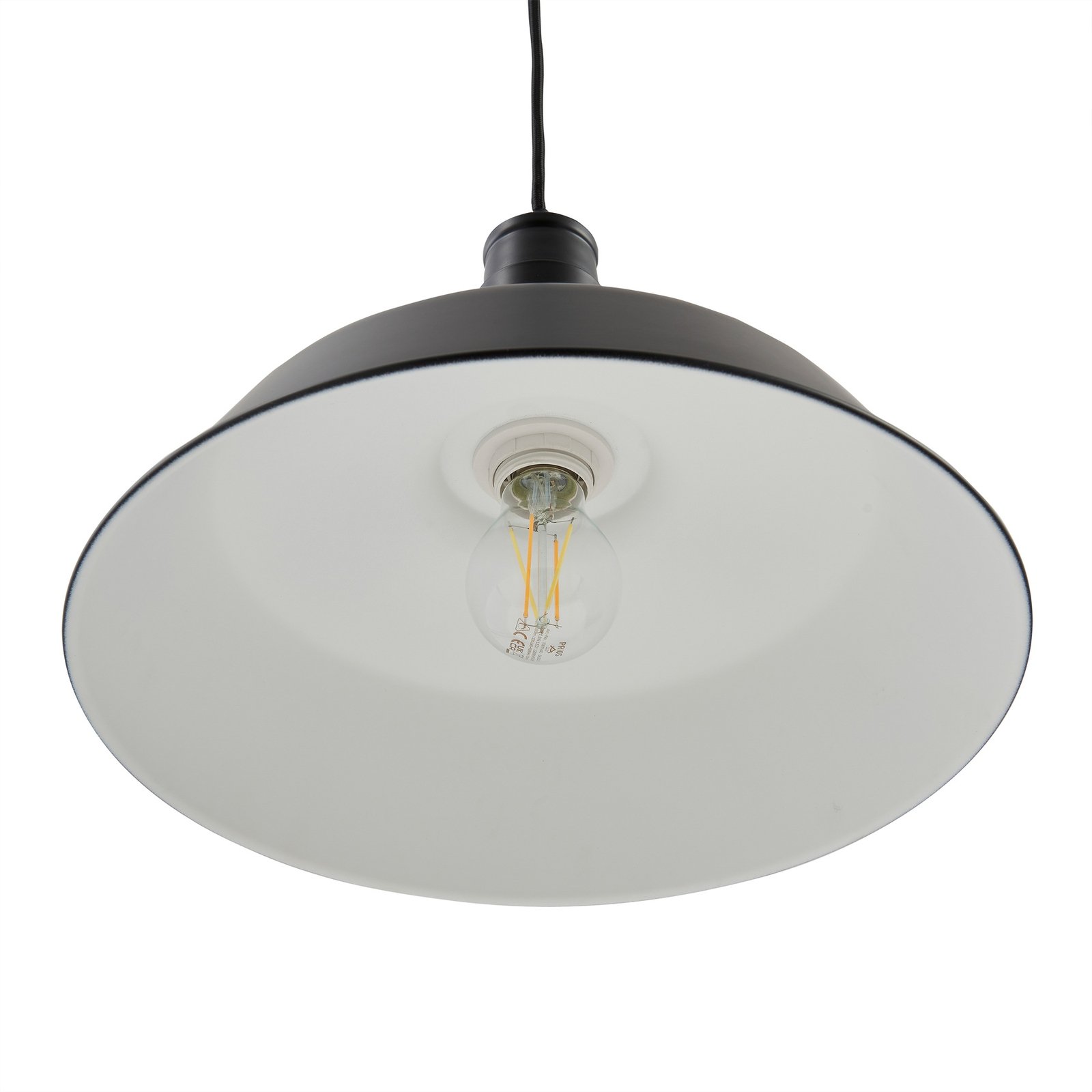 Lindby suspension Laylan, noir/blanc, Ø 36 cm, métal