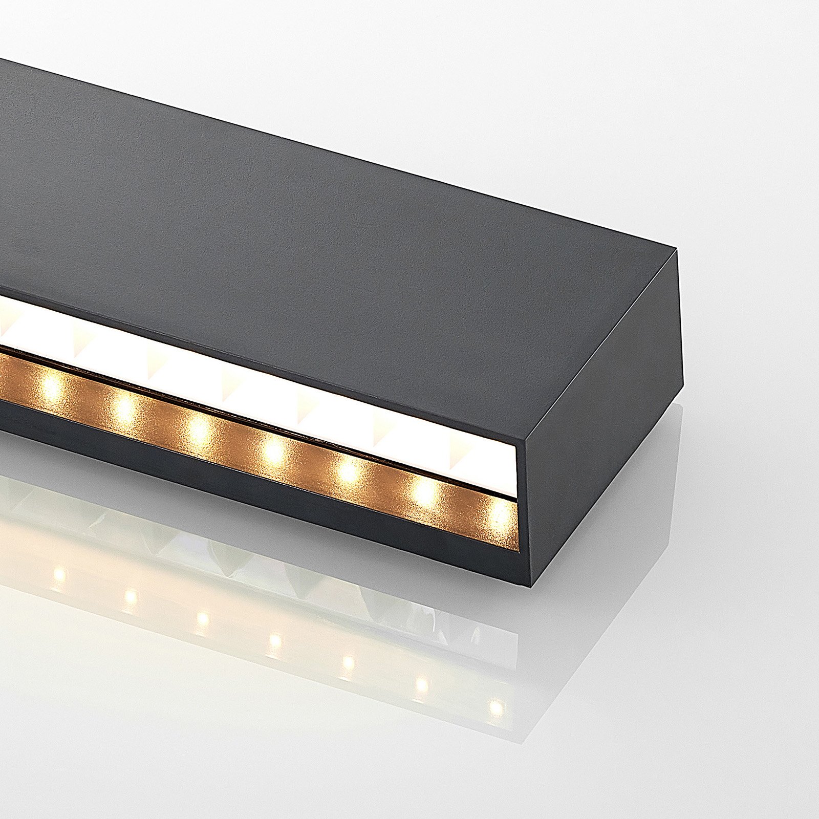 Lindby LED-ulkoseinävalaisin Jarte, 24 cm, alaslaskettu, tumman harmaa