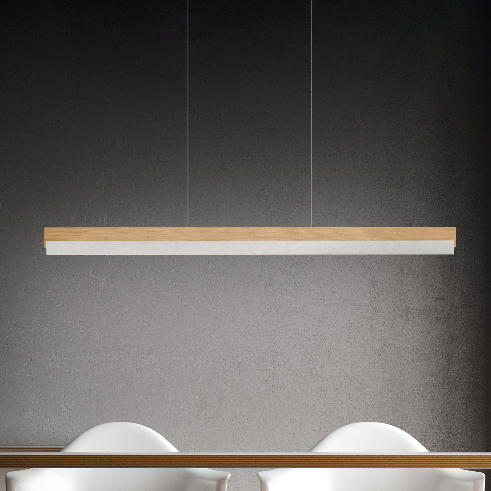 Rothfels Keijo colgante LED níquel/roble 103 cm