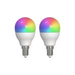 LUUMR Smart LED-dropplampa, E14, 4,9W, CCT, RGB, Tuya, 2 enheter