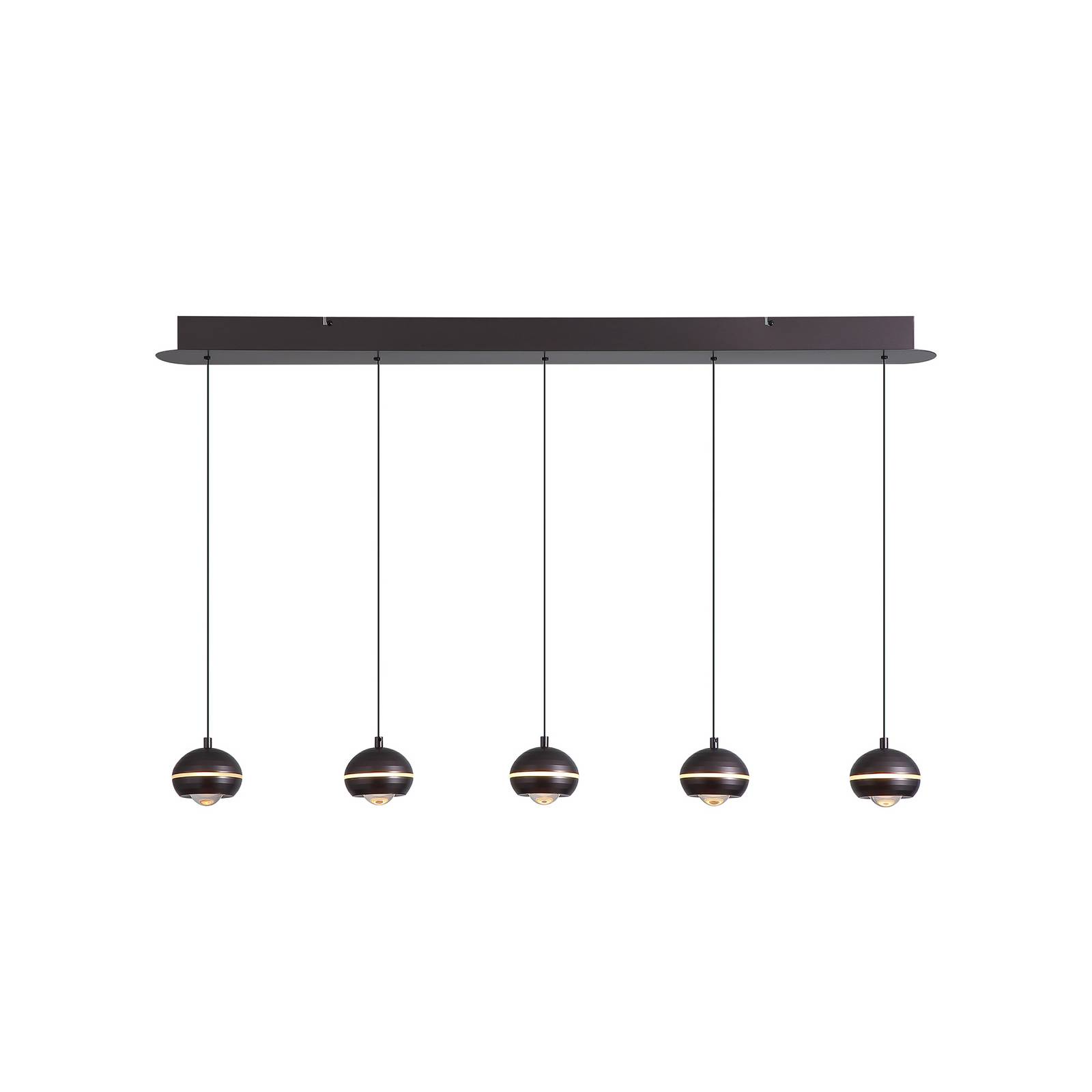 LED-Hängelampe Meteor 5-fl. lang CCT, nickel schwarz, Metall