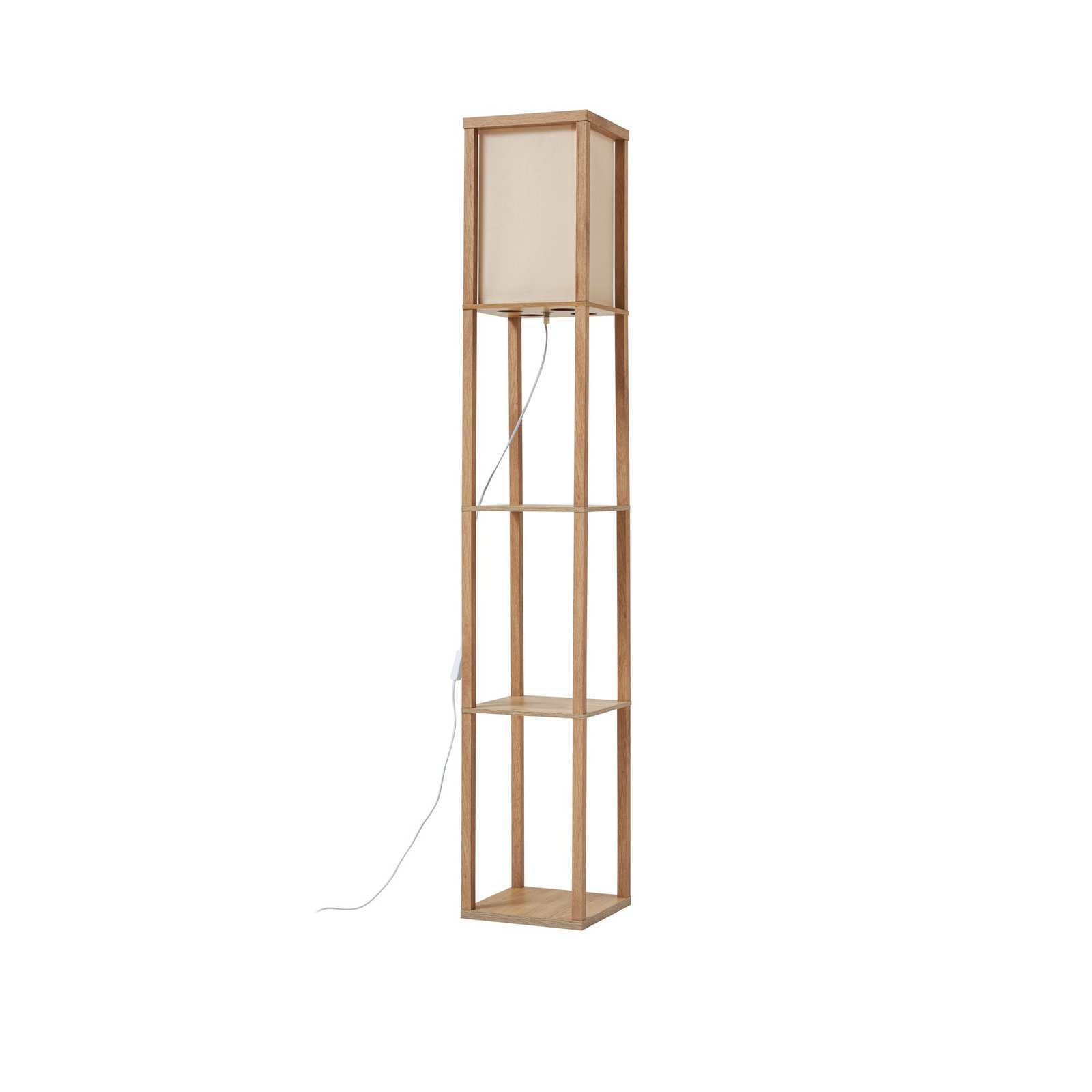 Lindby Stehleuchte Birta, holzfarben/weiß, Regal, Holz