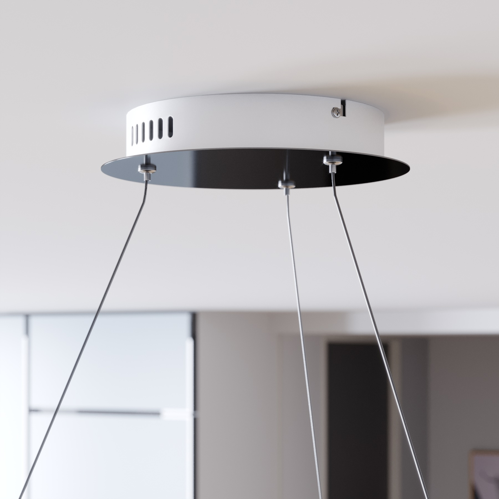 Dimmable LED pendant light Lyani in chrome, 80 cm Lights.co.uk