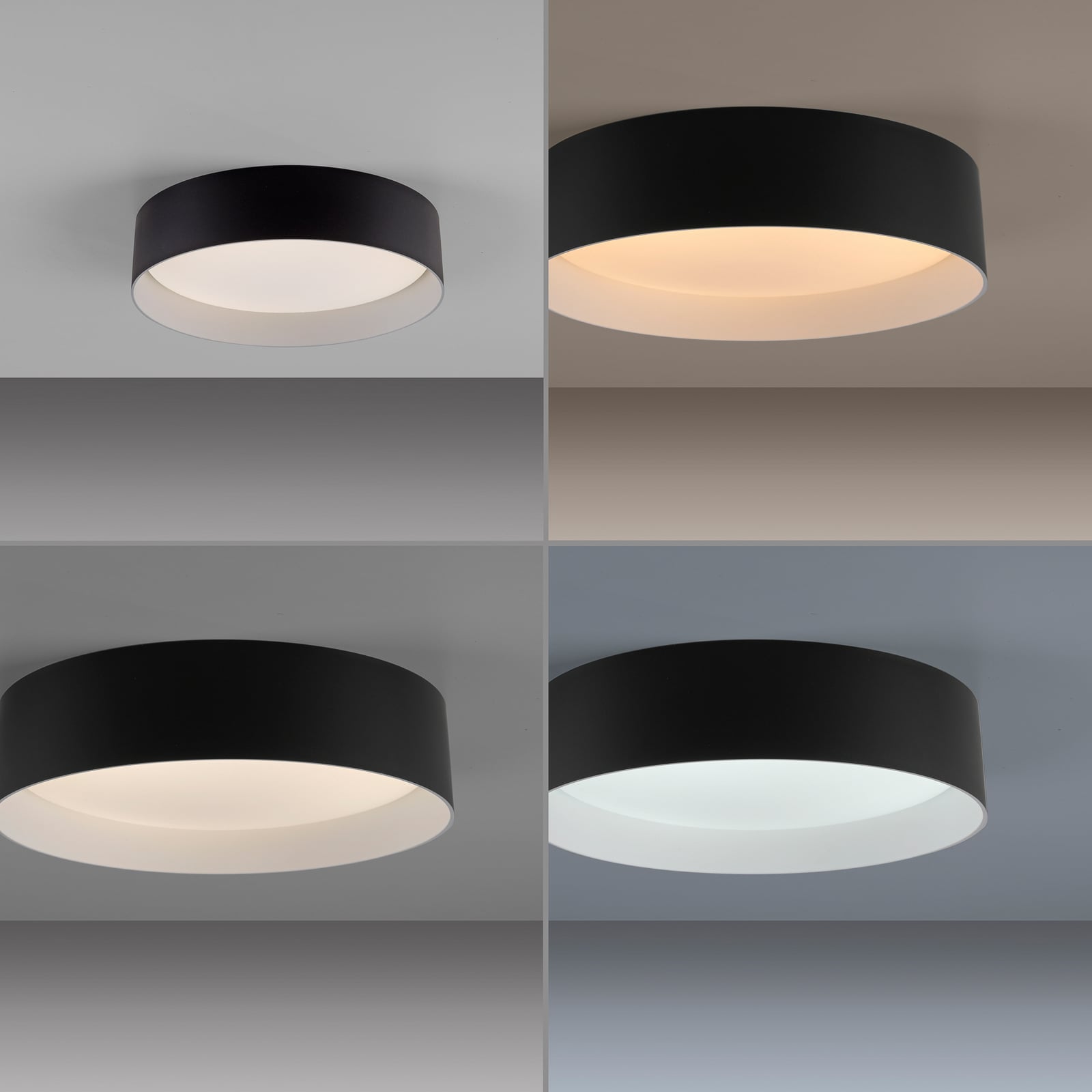 LED lubinis šviestuvas „TAVOLI“, juodos spalvos, skersmuo 29 cm, metalas, CCT,