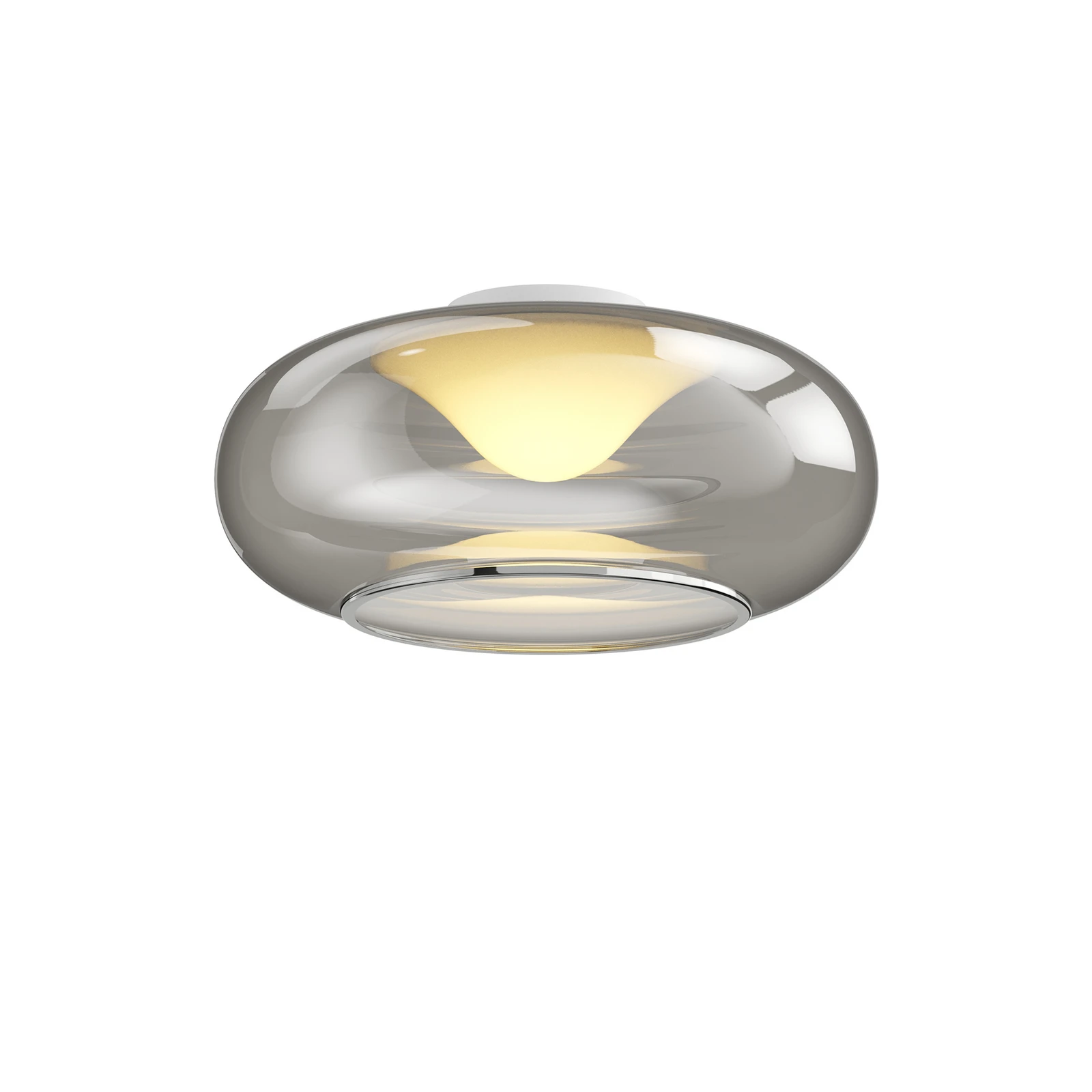 Lucande LED laevalgusti Mijo, Ø 43 cm, suitsuhall, klaasist