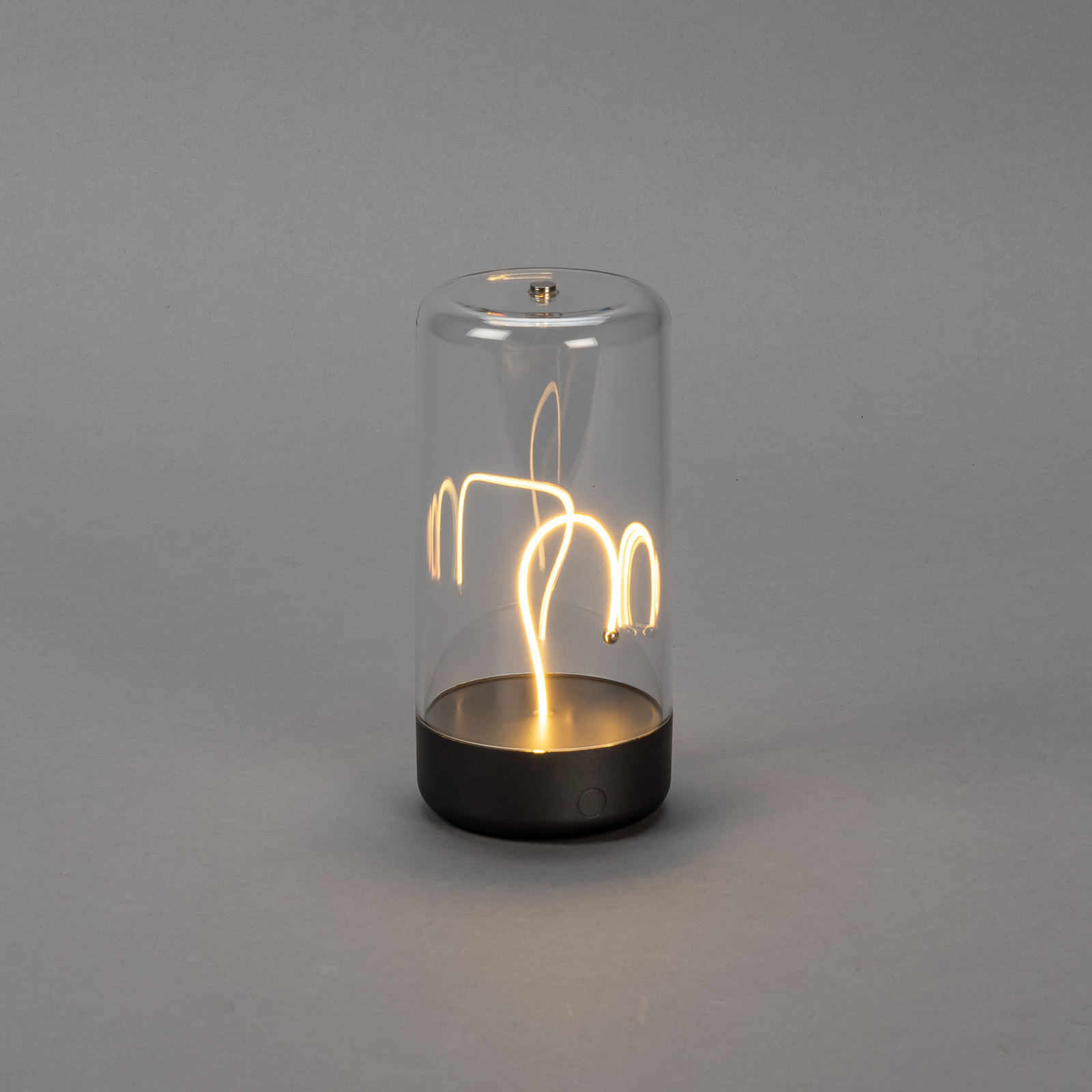 LED tafellamp Edison, hoogte 15 cm, grijs/helder, IP54 LED tafellamp Edison, hoogte 15 cm, grijs/helder, IP54