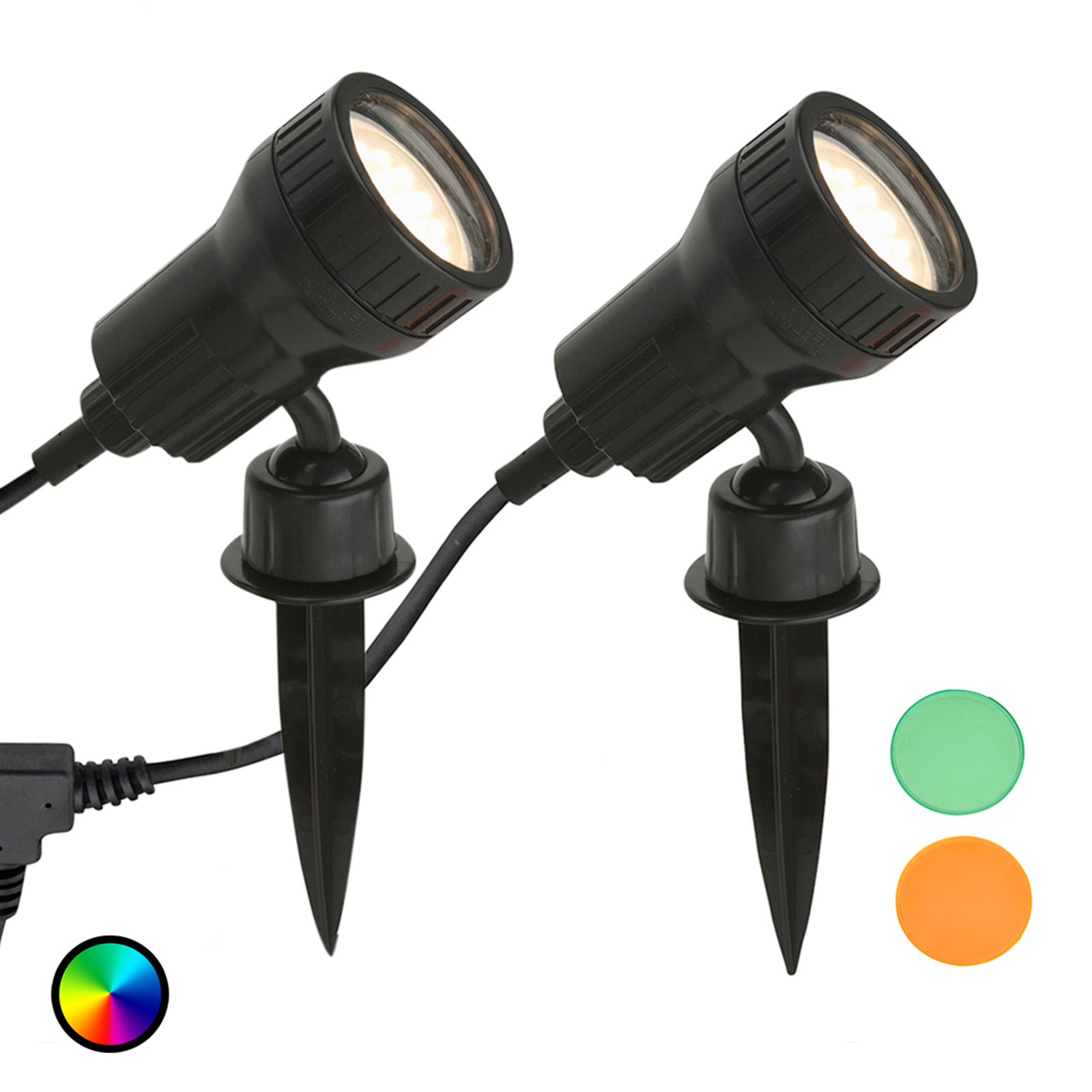 2 kpl:n sarja - LED-maapiikkivalo Terra värisuodattimilla varustettuna