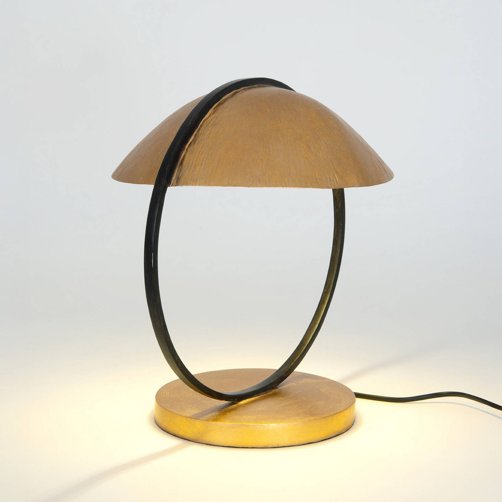 Bordlampe MEZZADORA, guld/sort, højde 35 cm, metal, 2 x G9