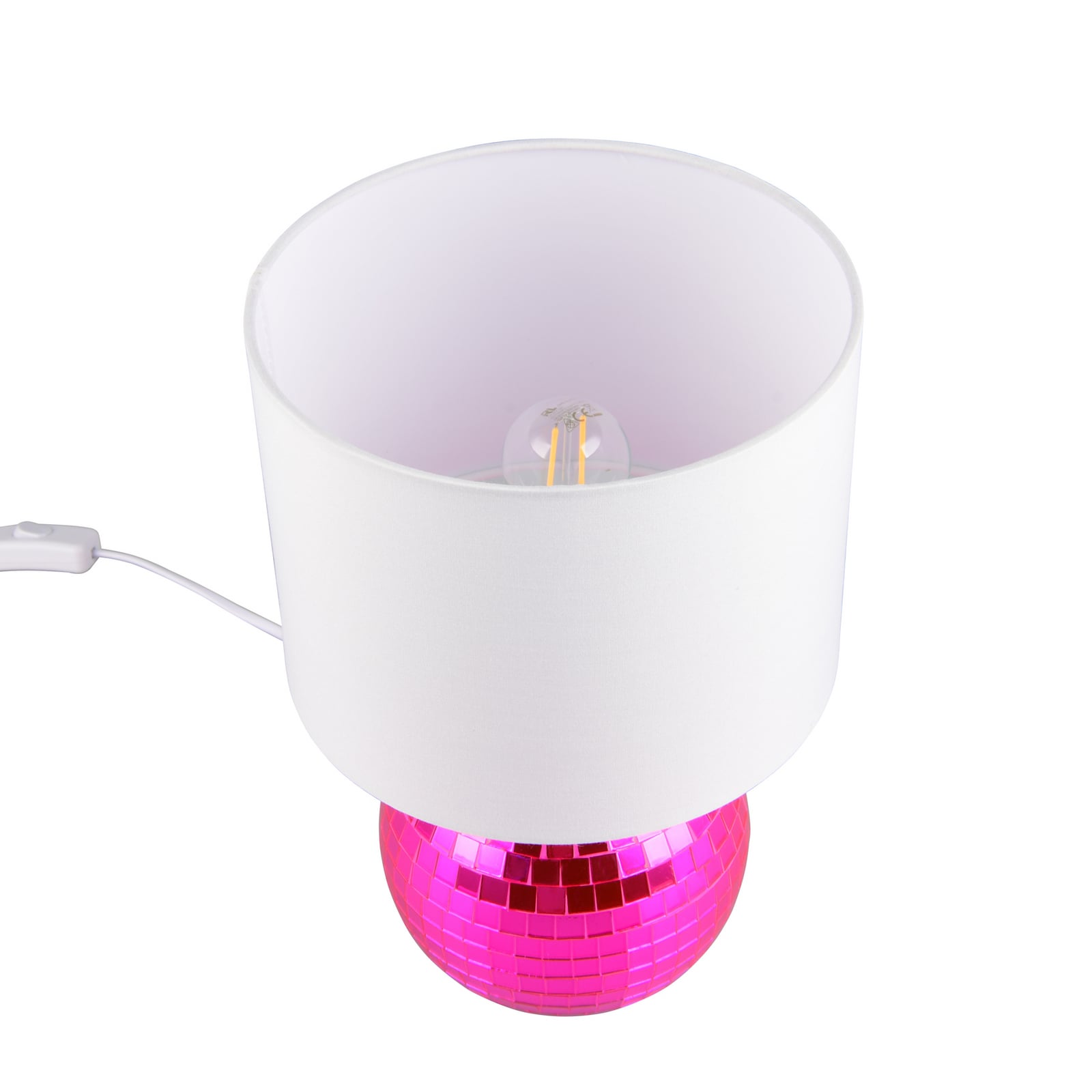 Lampe à poser Glitza rose/blanc, tissu, plastique, E14