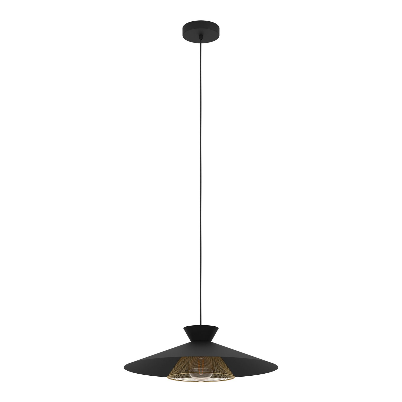 Hengelampe Grizedale 1 lyskilde, svart/messing