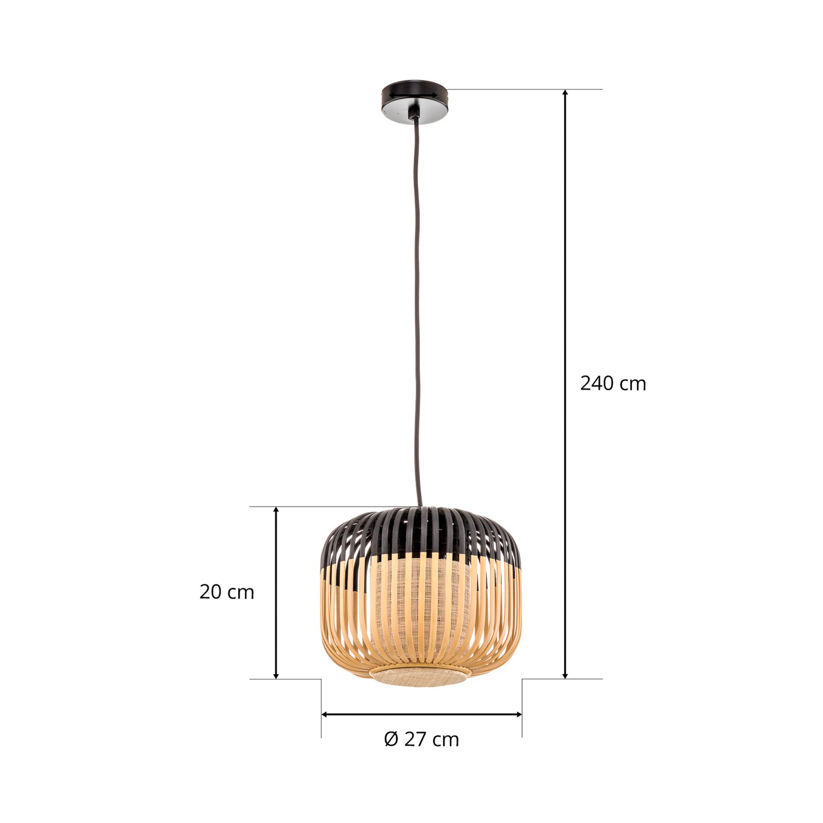 Bamboo Candeeiro Suspenso XS Black - Forestier