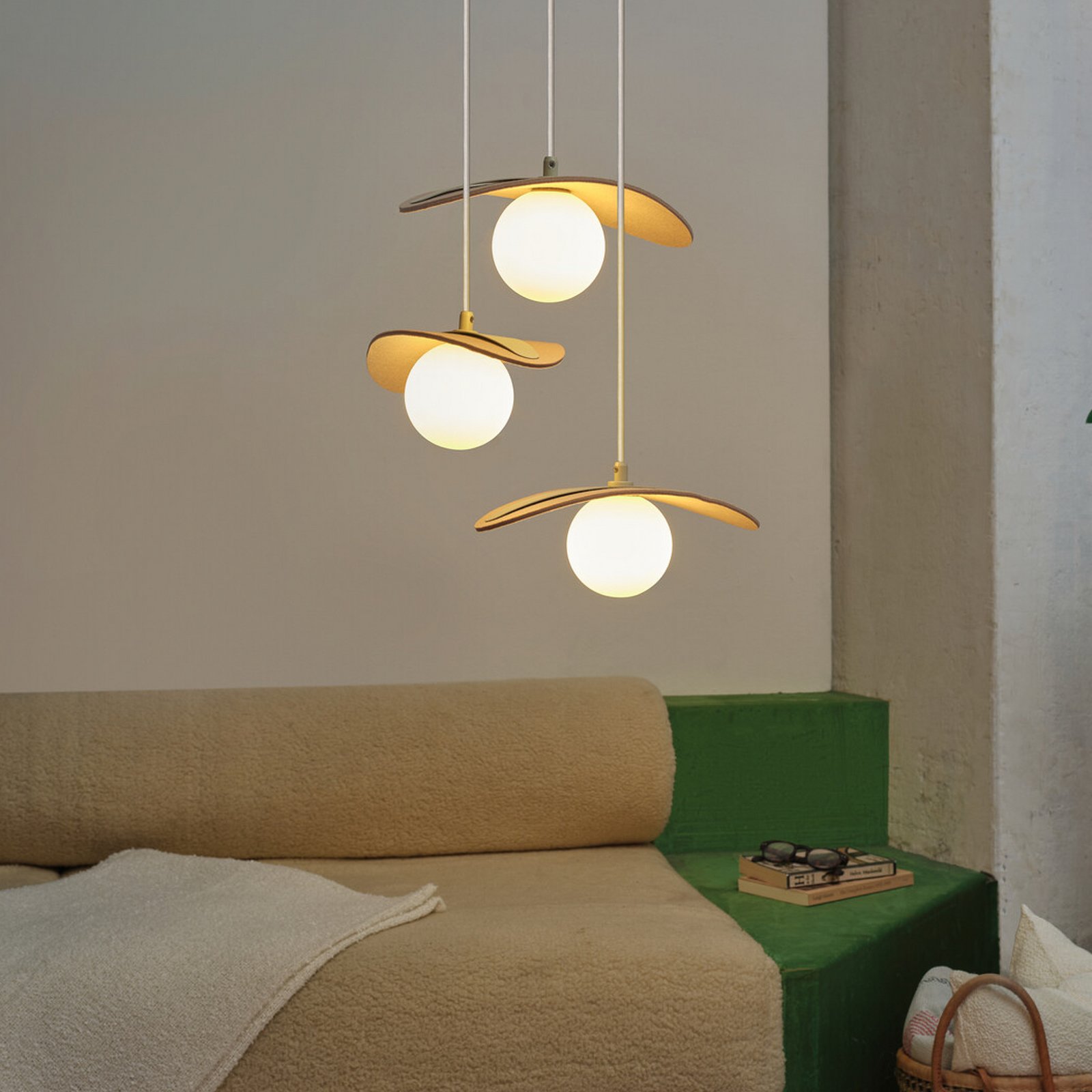 Lampada a sospensione OSRAM Decor Pearl, a 3 luci, beige, feltro, G9