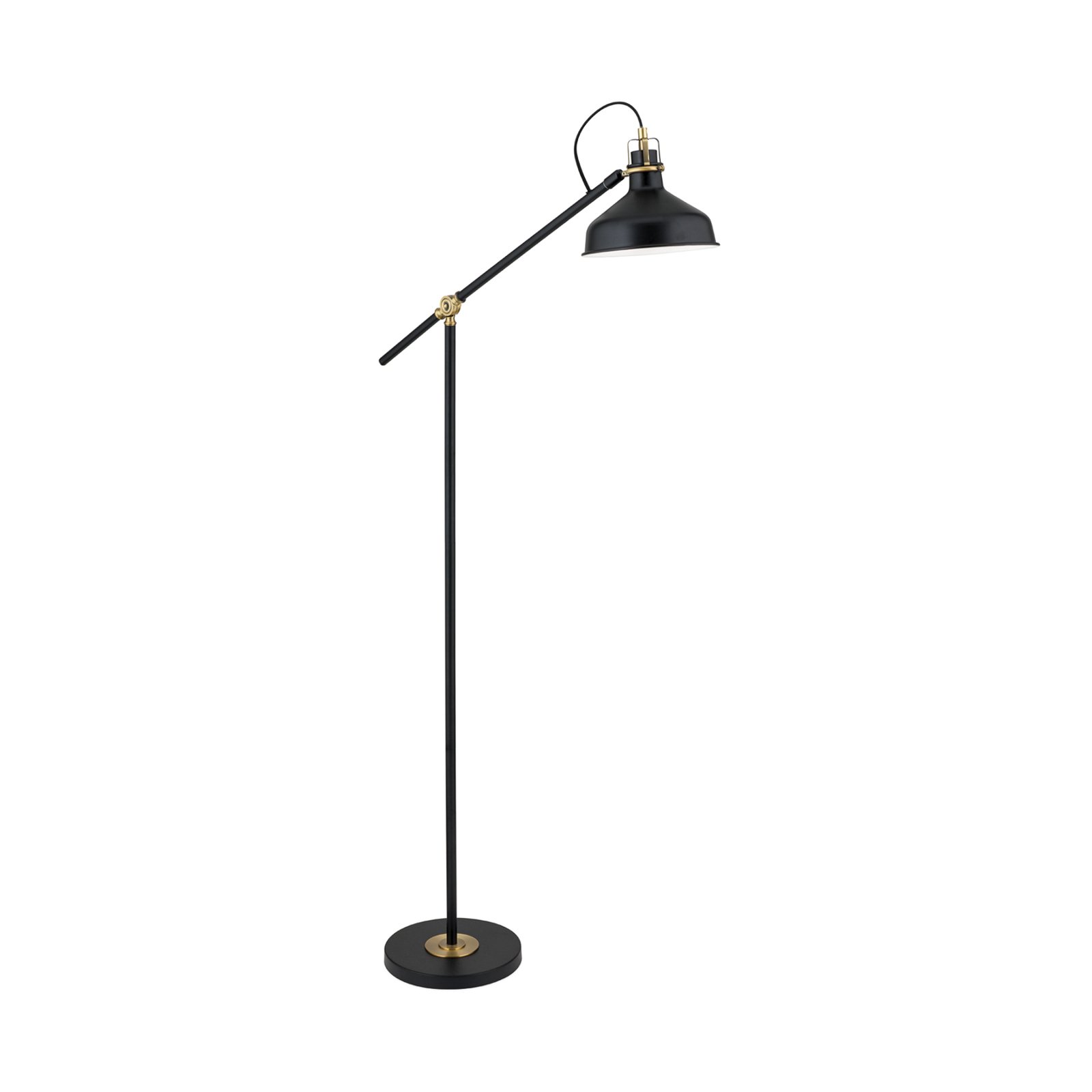 Stojací lampa Schiller, černá, kov, 153 cm, nastavitelná