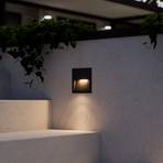 Lucande LED wand inbouwlamp Loya, vierkant, grijs, voor buiten
