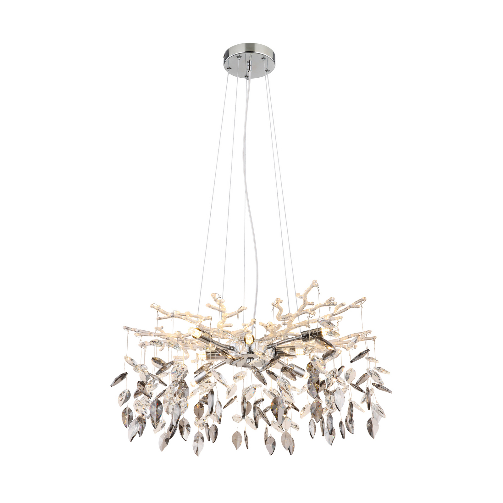Luster Danna, chrómová farba/dymovo sivá/číra, Ø 61 cm
