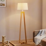 Vloerlamp Sacha LS van hout en textiel, wit