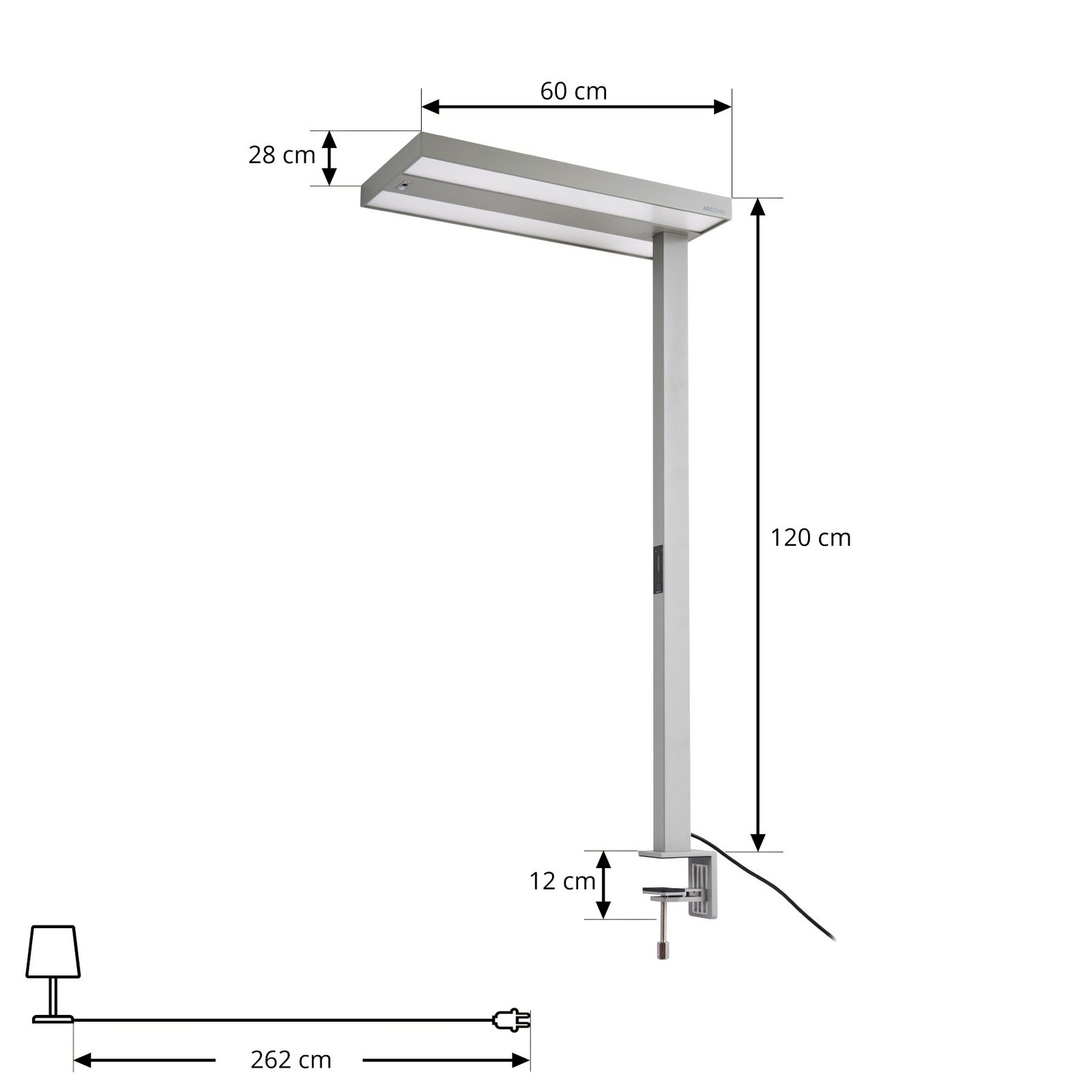 Logan LED clip-on light, silver, dimmable, sensor - Arcchio Logan LED clip-on light, silver, dimmable, sensor - Arcchio