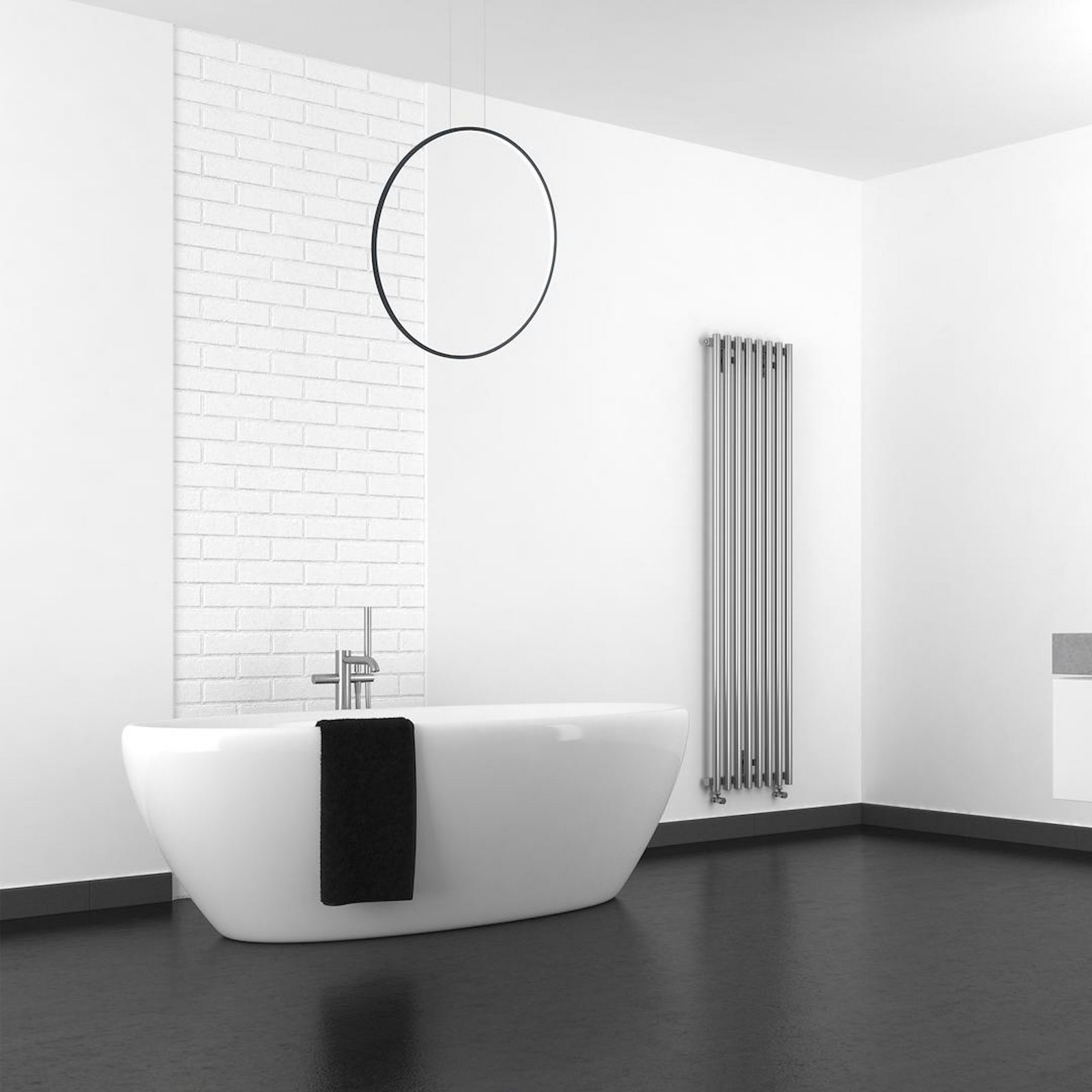 LED-Hängeleuchte Saturno vertikal, schwarz, Ø 80 cm, Metall