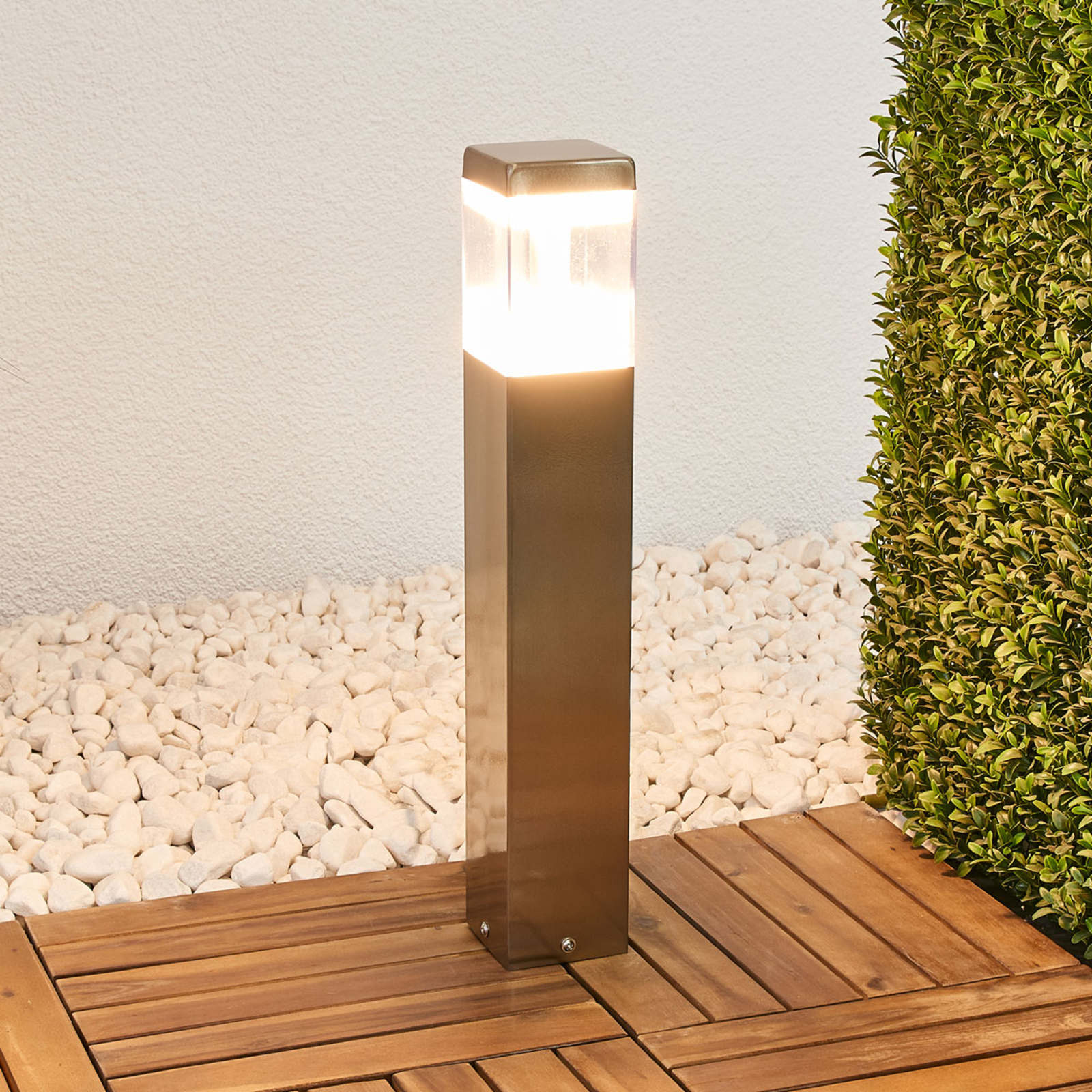 Baily pillar lamp with LEDs, stainless steel