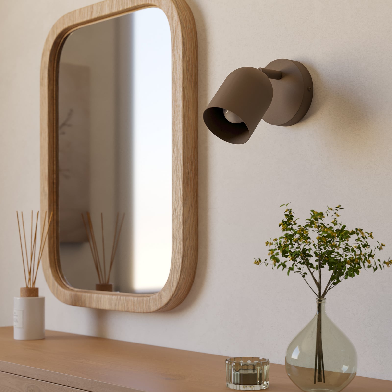 Wandstrahler Tilston, beige, Ø 9 cm, Stahl, E14