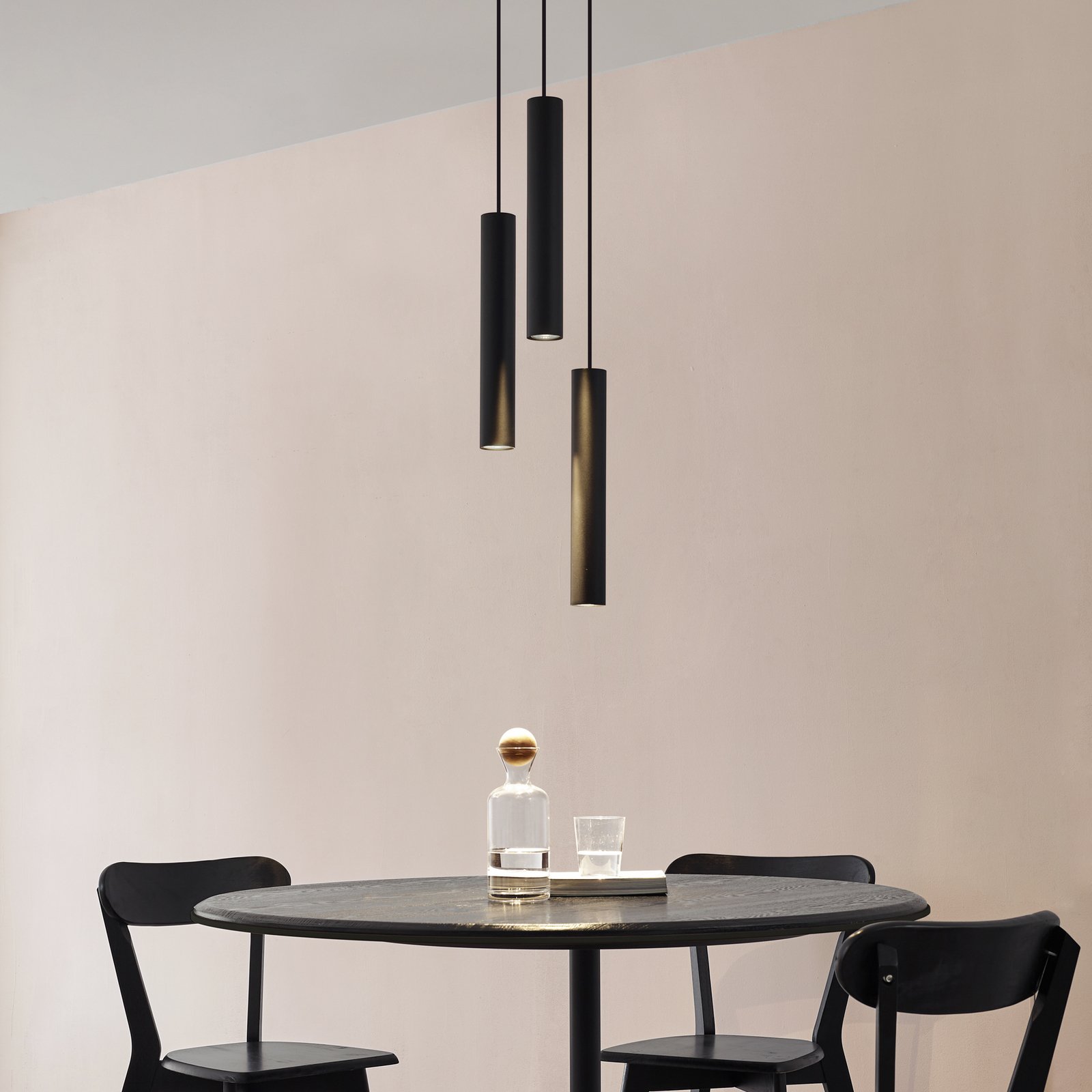 Lindby pendant light Joffrey, Ø 24 cm, black, 3-bulb, GU10