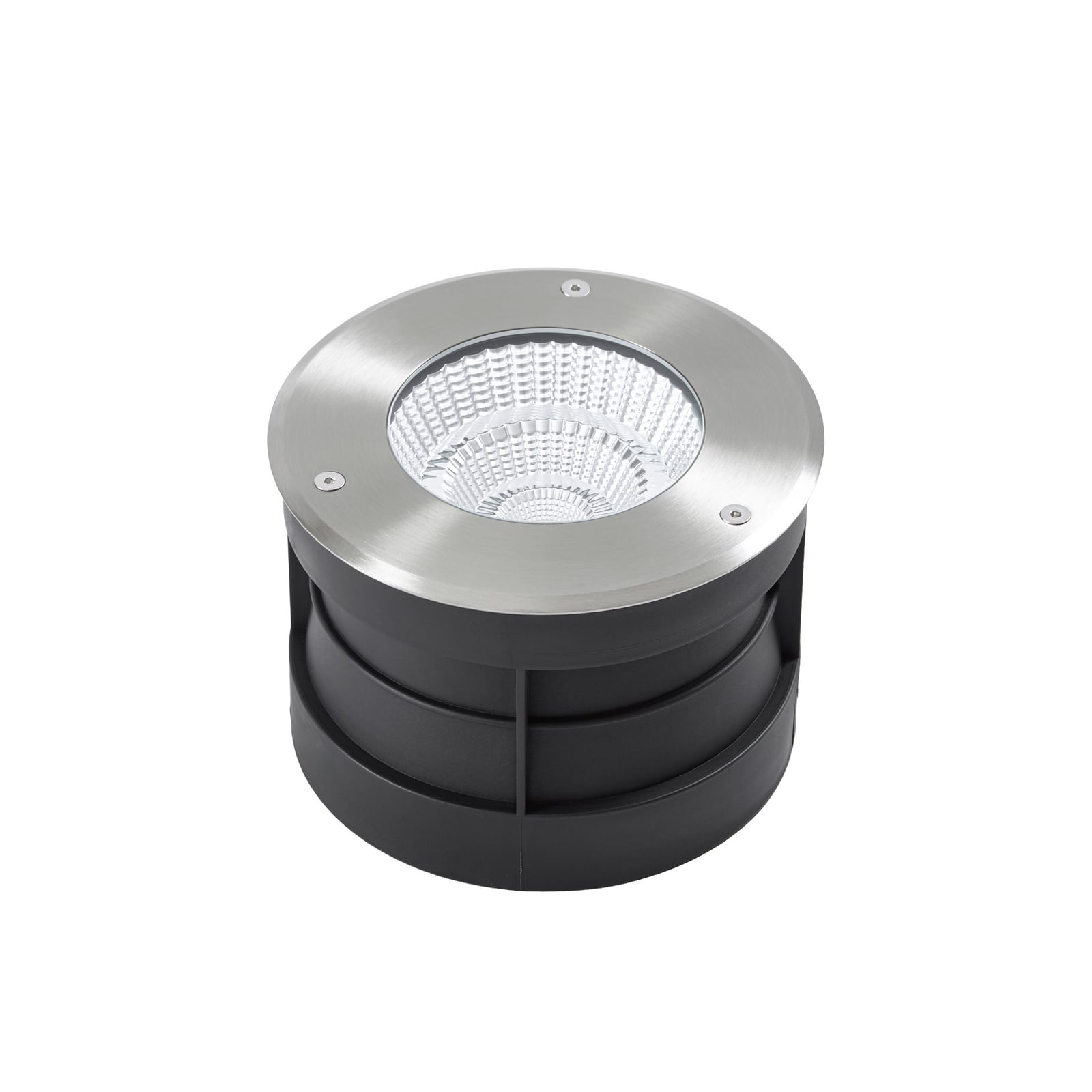 Arcchio LED-lattia-upotusspotti Thentos, Ø 18 cm, 60°, nikkeli, IP67
