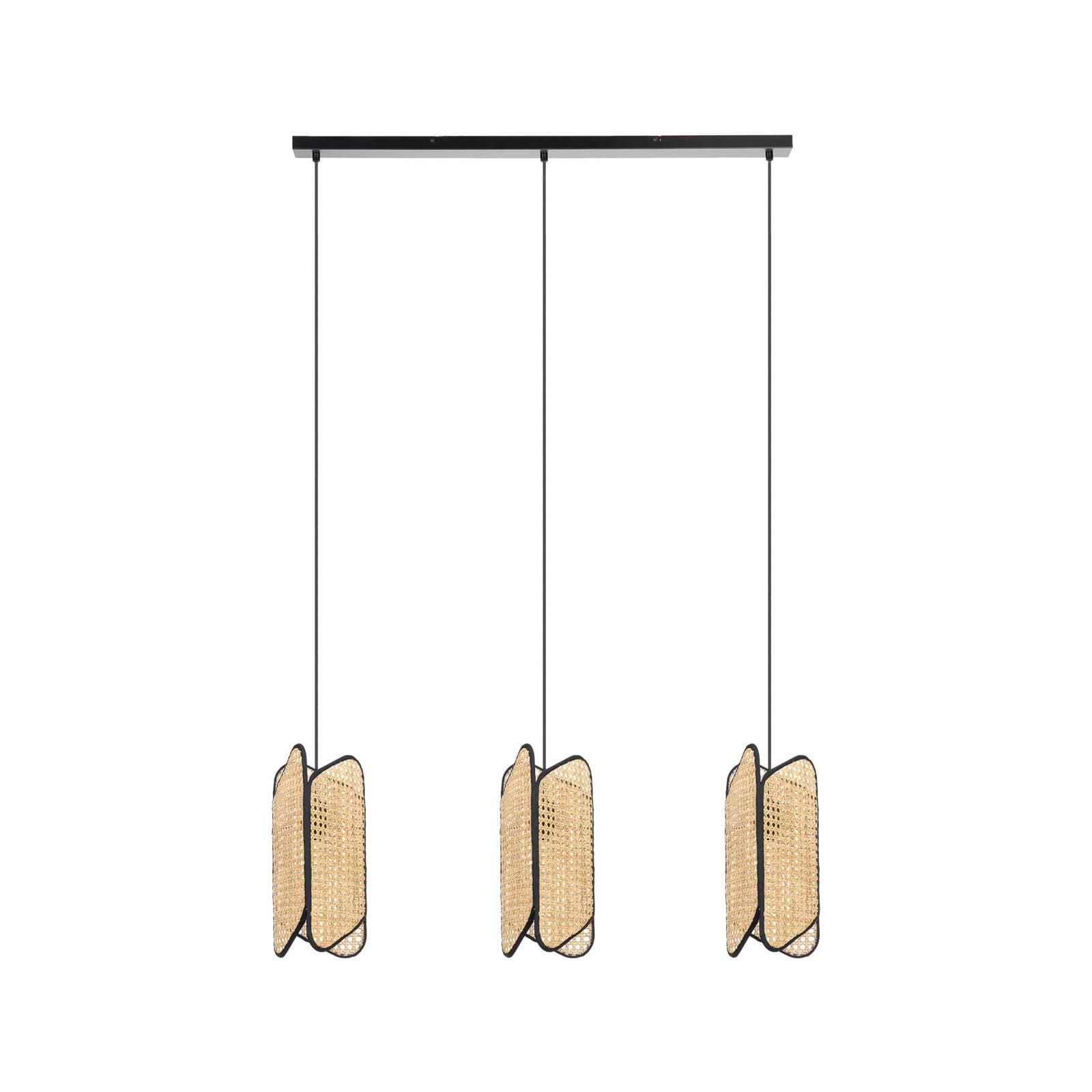 Lucande Bassiola Hängelampe aus Bambus, 3-flammig