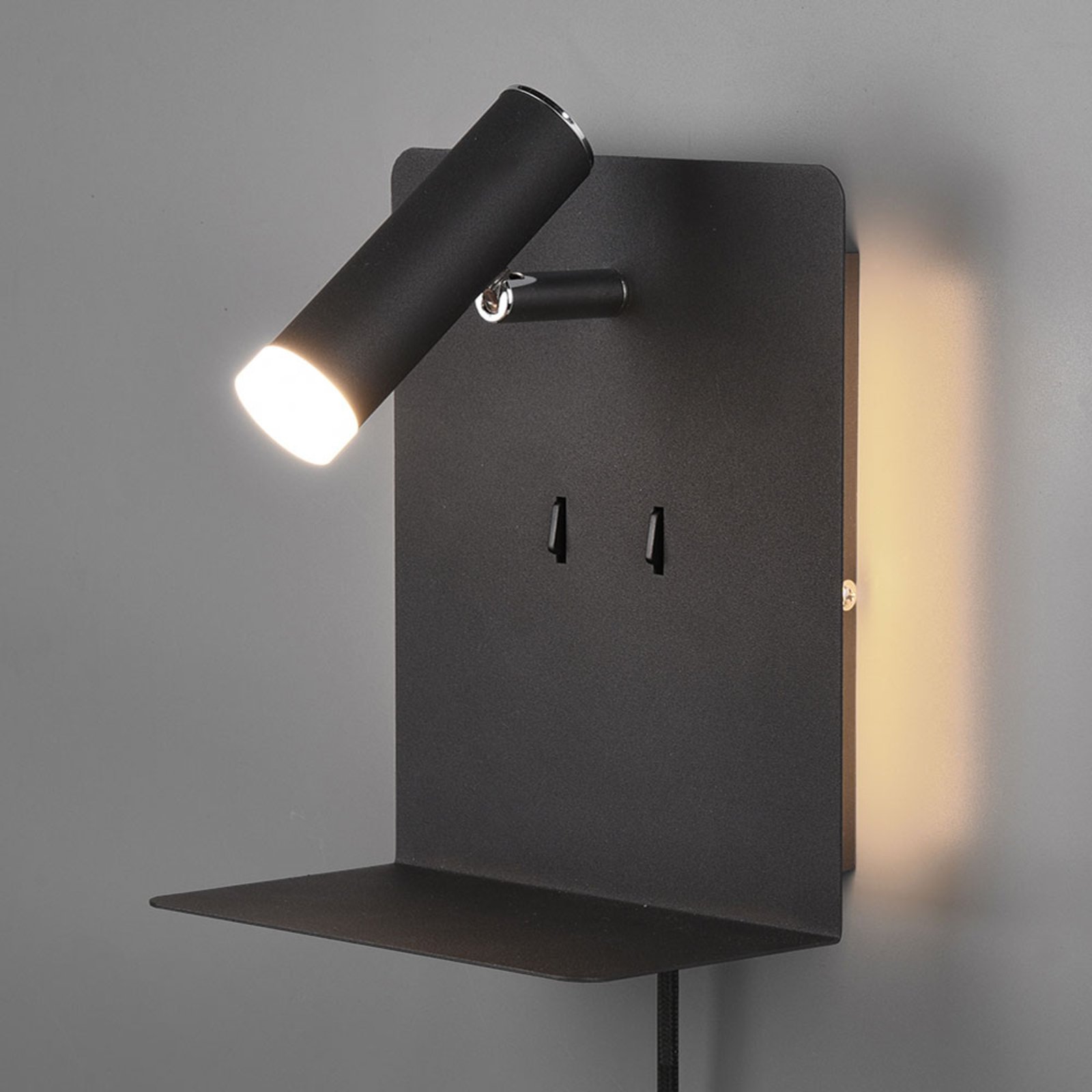 LED wandlamp Element met schap zwart mat