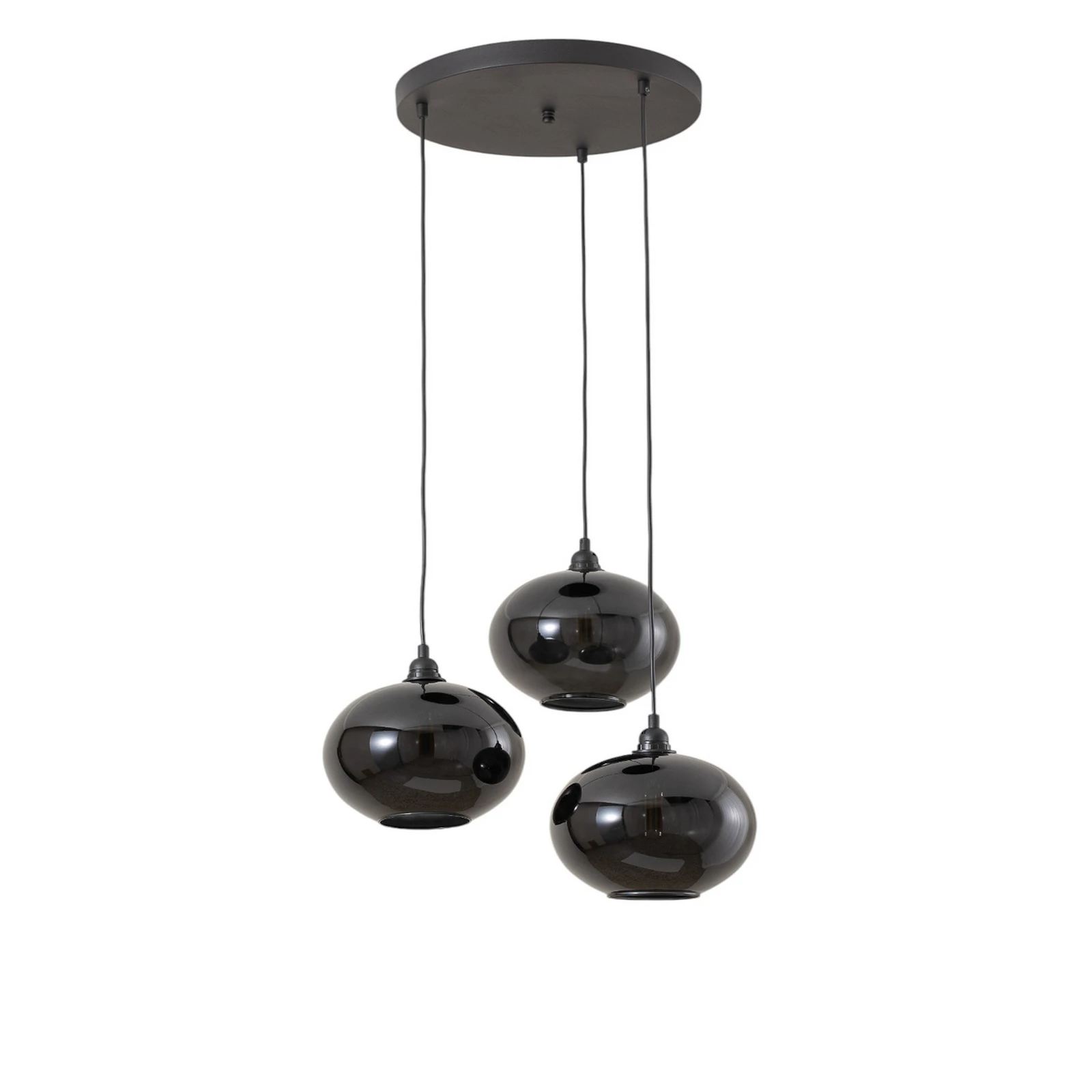 Lampă suspendată Smoked 051 3 becuri rondel sticlă Ø27cm