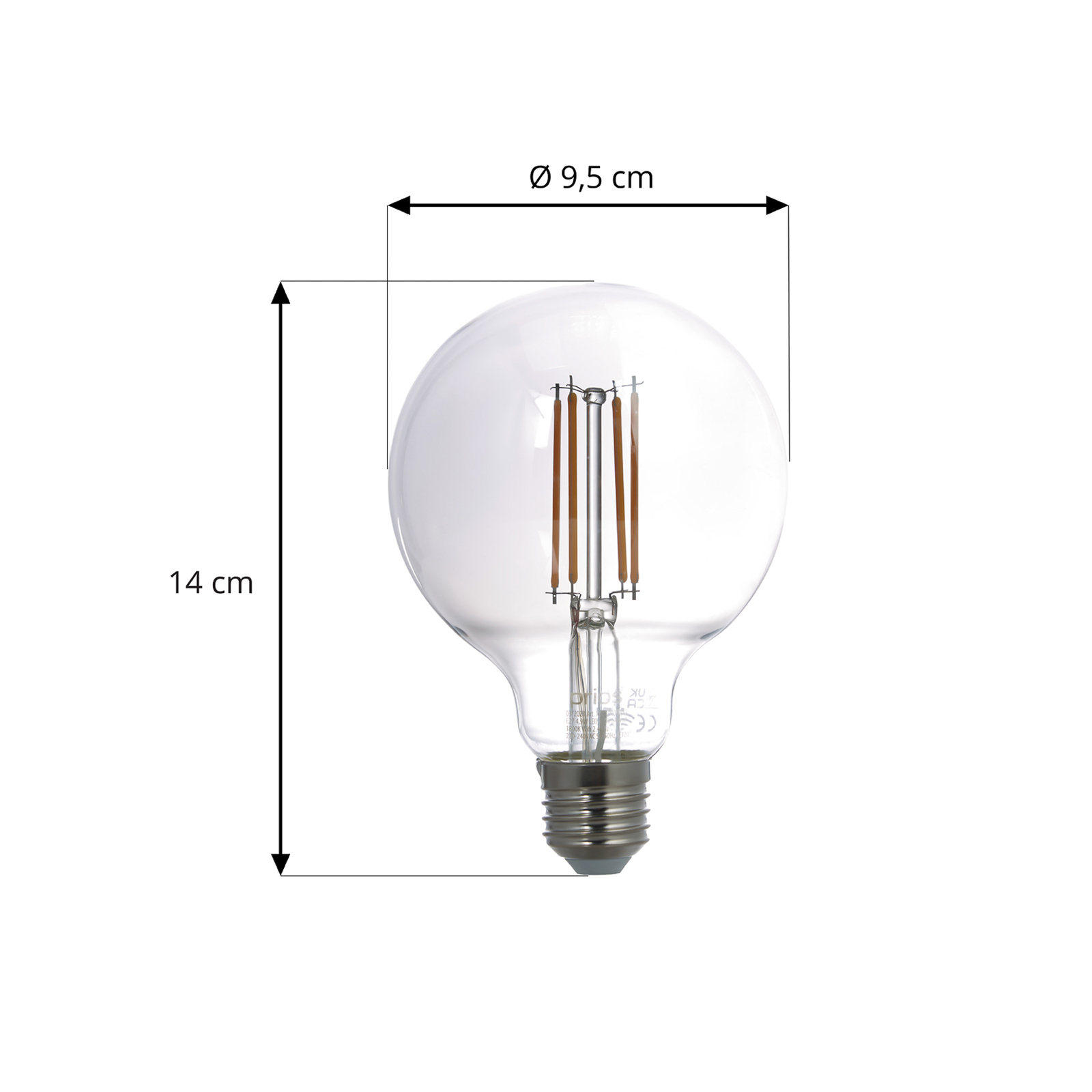 Prios LED-E27-Globe rauchgrau 4,9W WLAN, 2er-Set