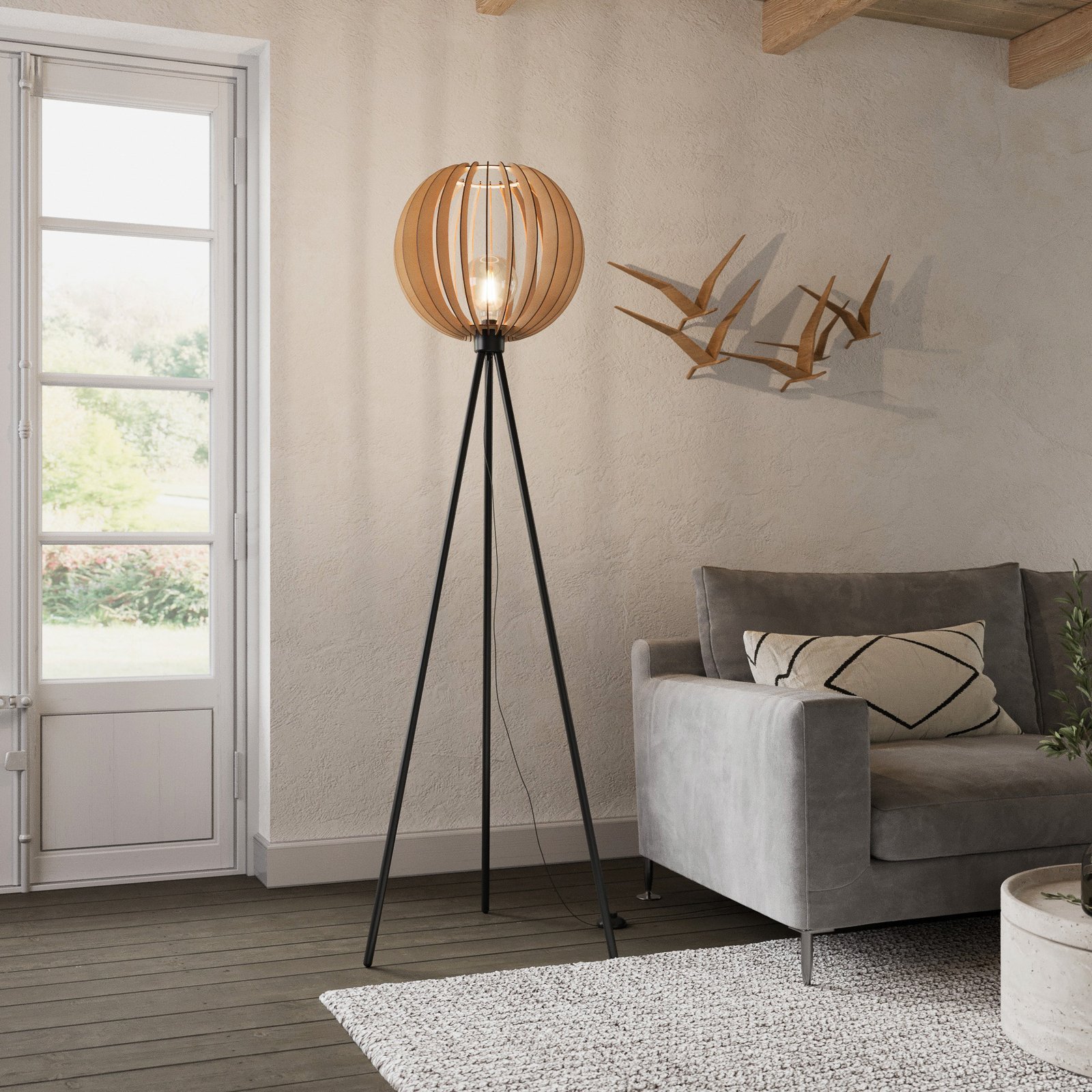 Lampe sur pied Clay Noir/Bois - Envostar