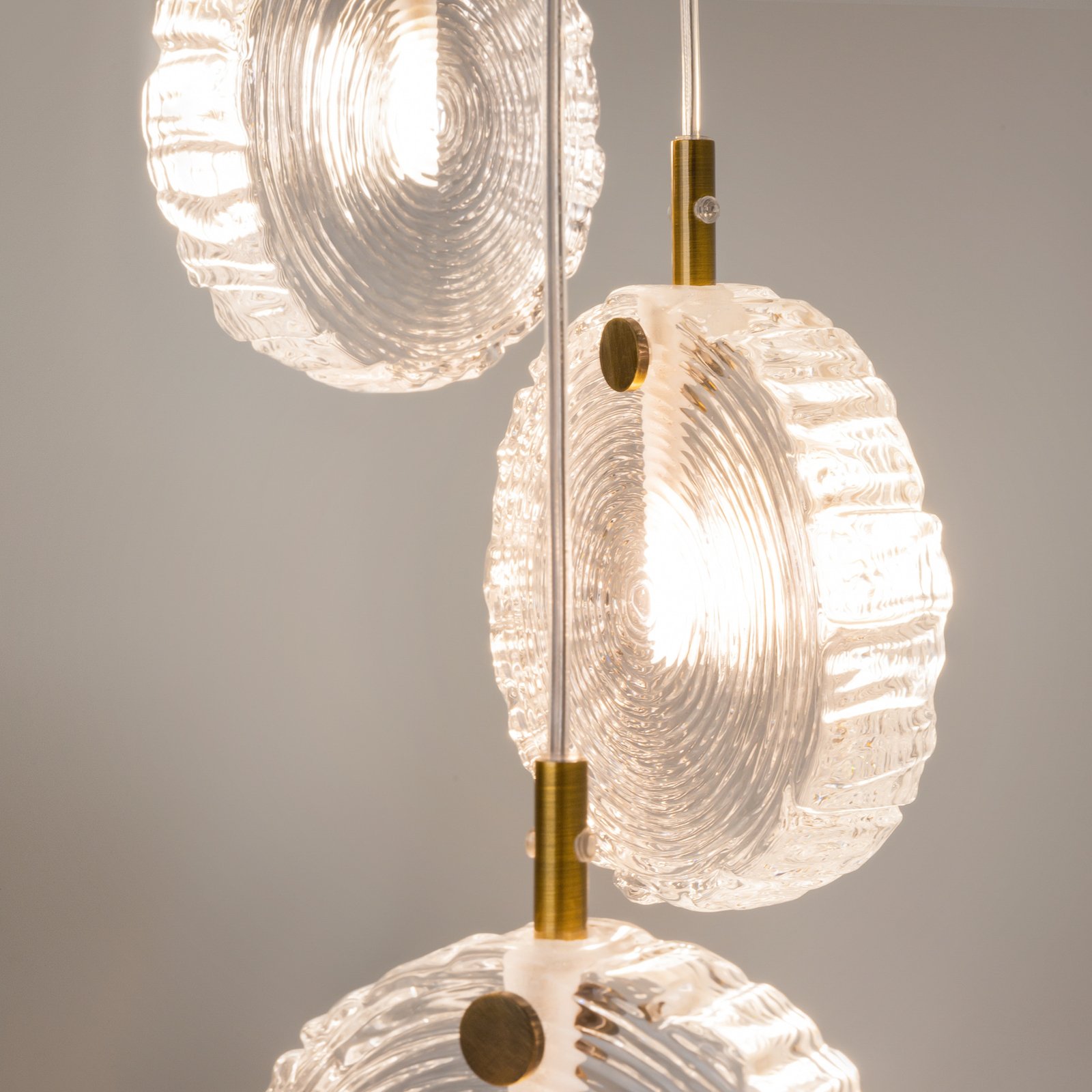 Maytoni hanglamp Frozen, 12-lamps, helder/messing, glas