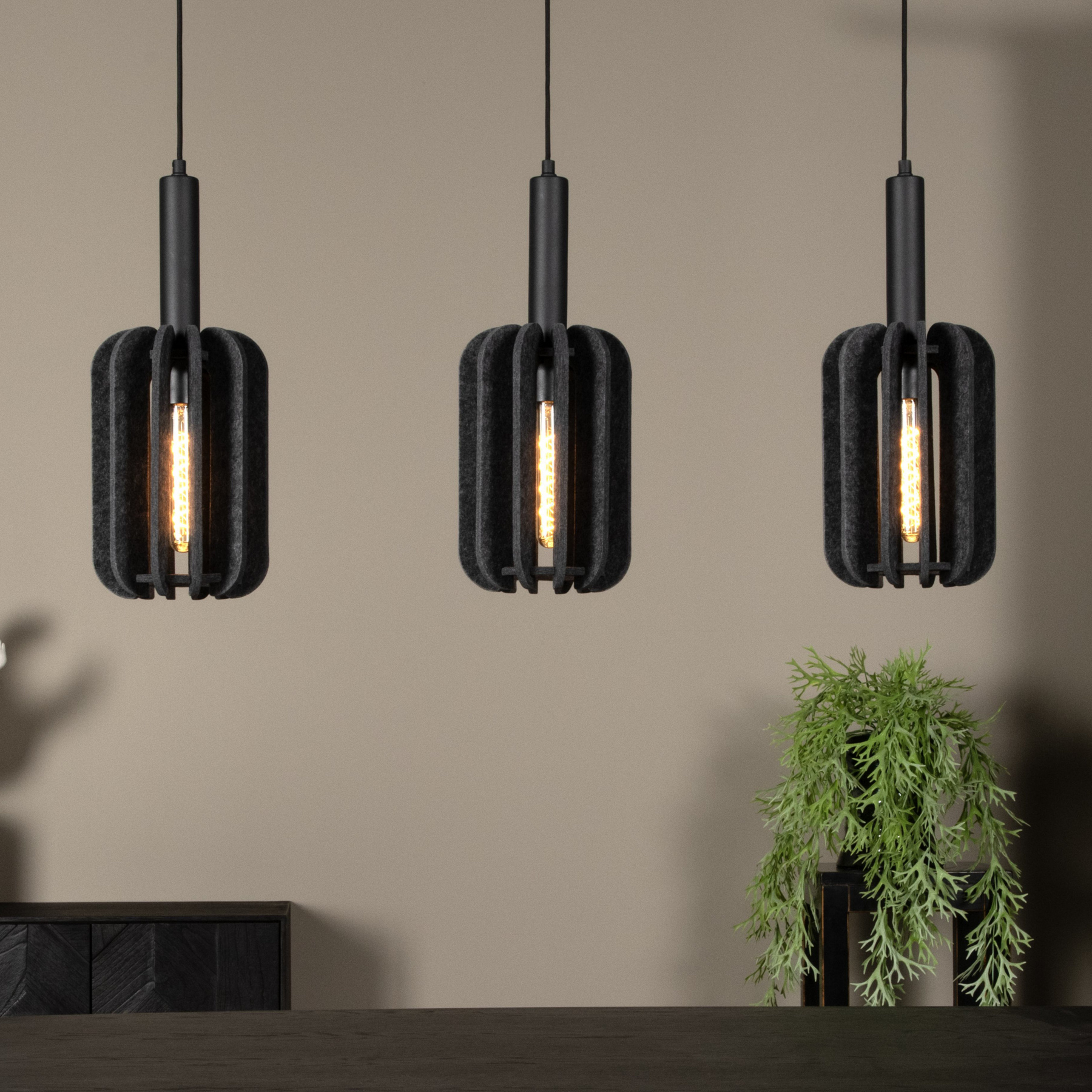 Rafal lámpara colgante textil, gris, angular, 3 luces