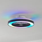 Lindby LED ceiling fan Teleo, Ø48 cm, black, DC, Tuya