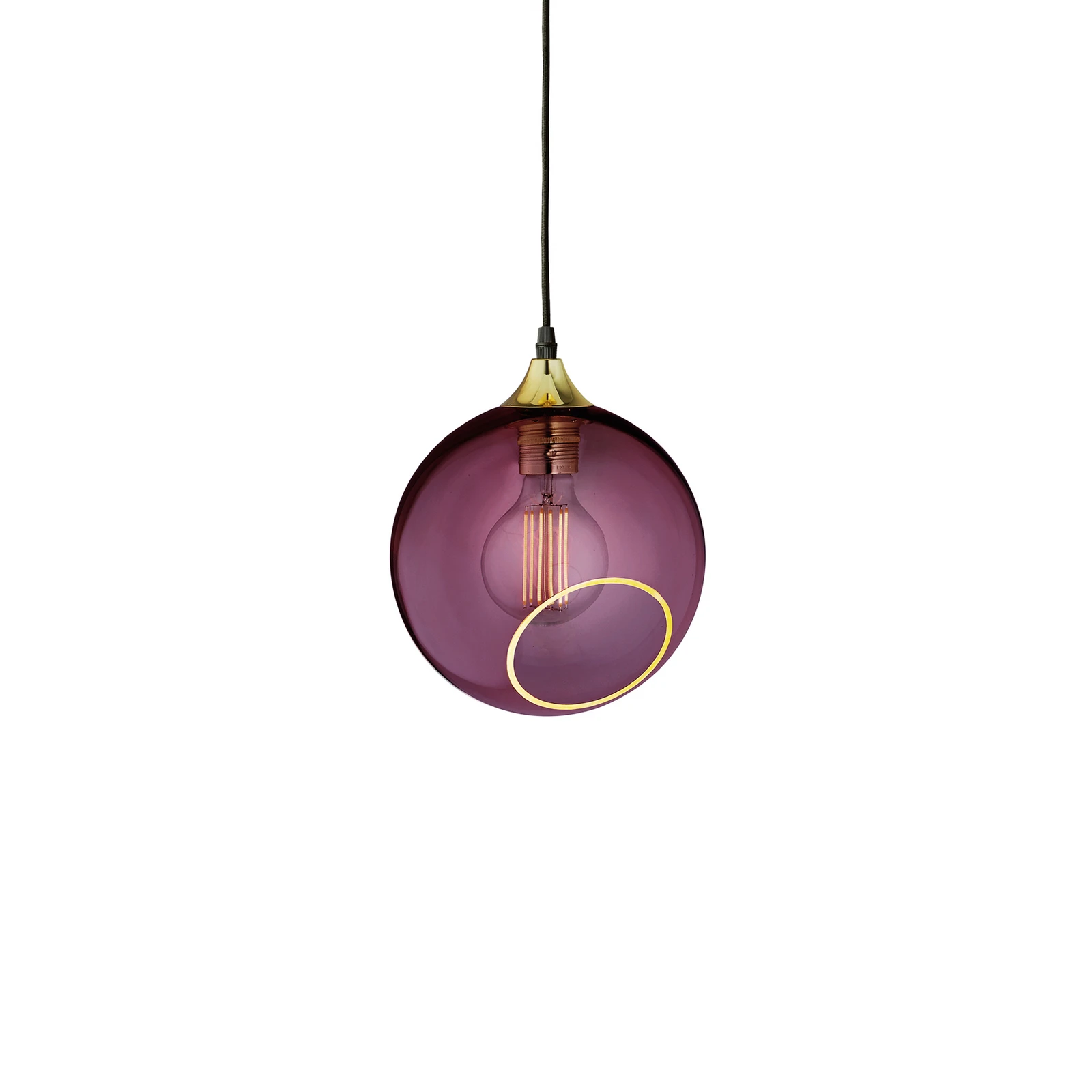DESIGN BY US Lampada a sospensione Ballroom, viola, Ø 20 cm, vetro
