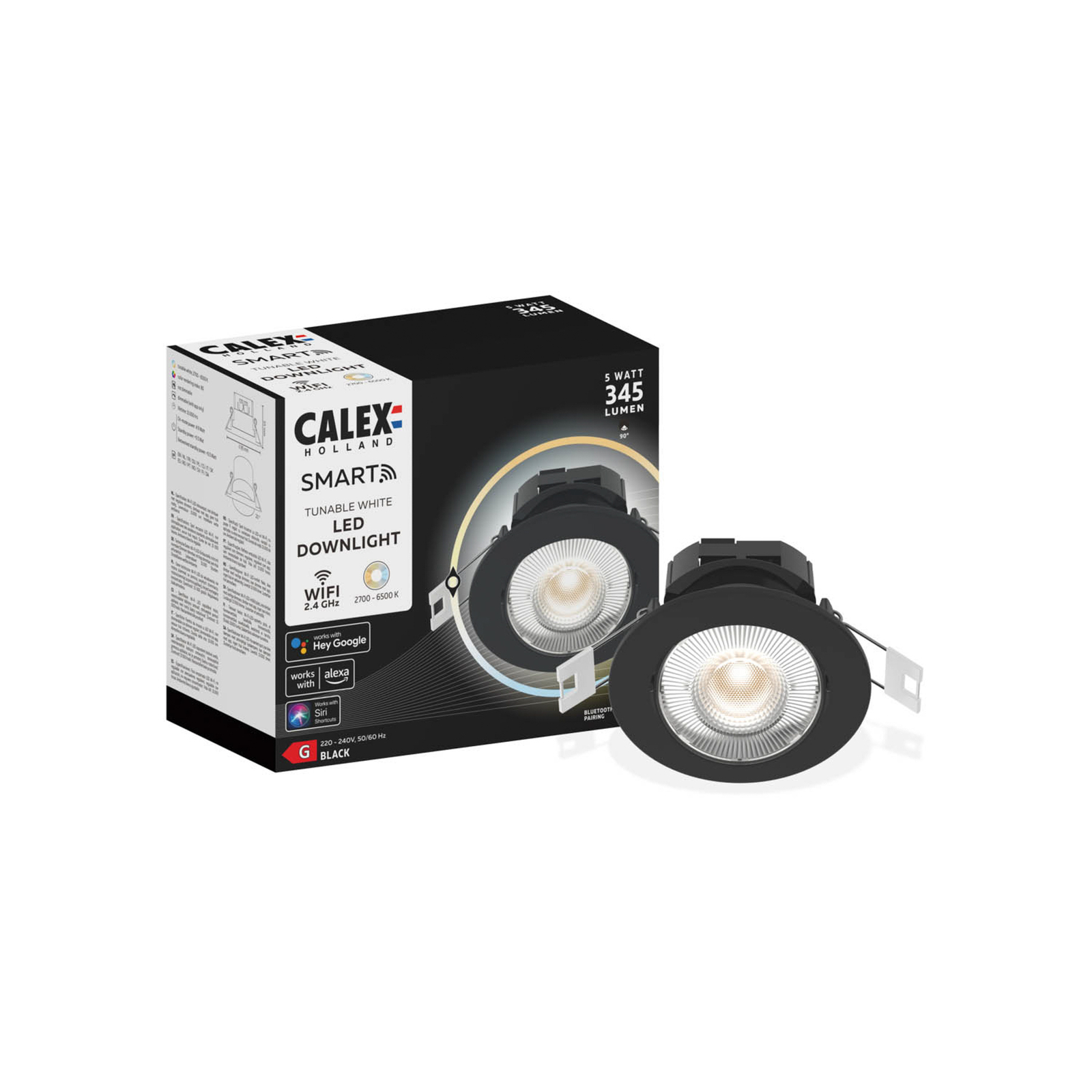 Calex Smart Downlight takinbyggnadslampa, svart