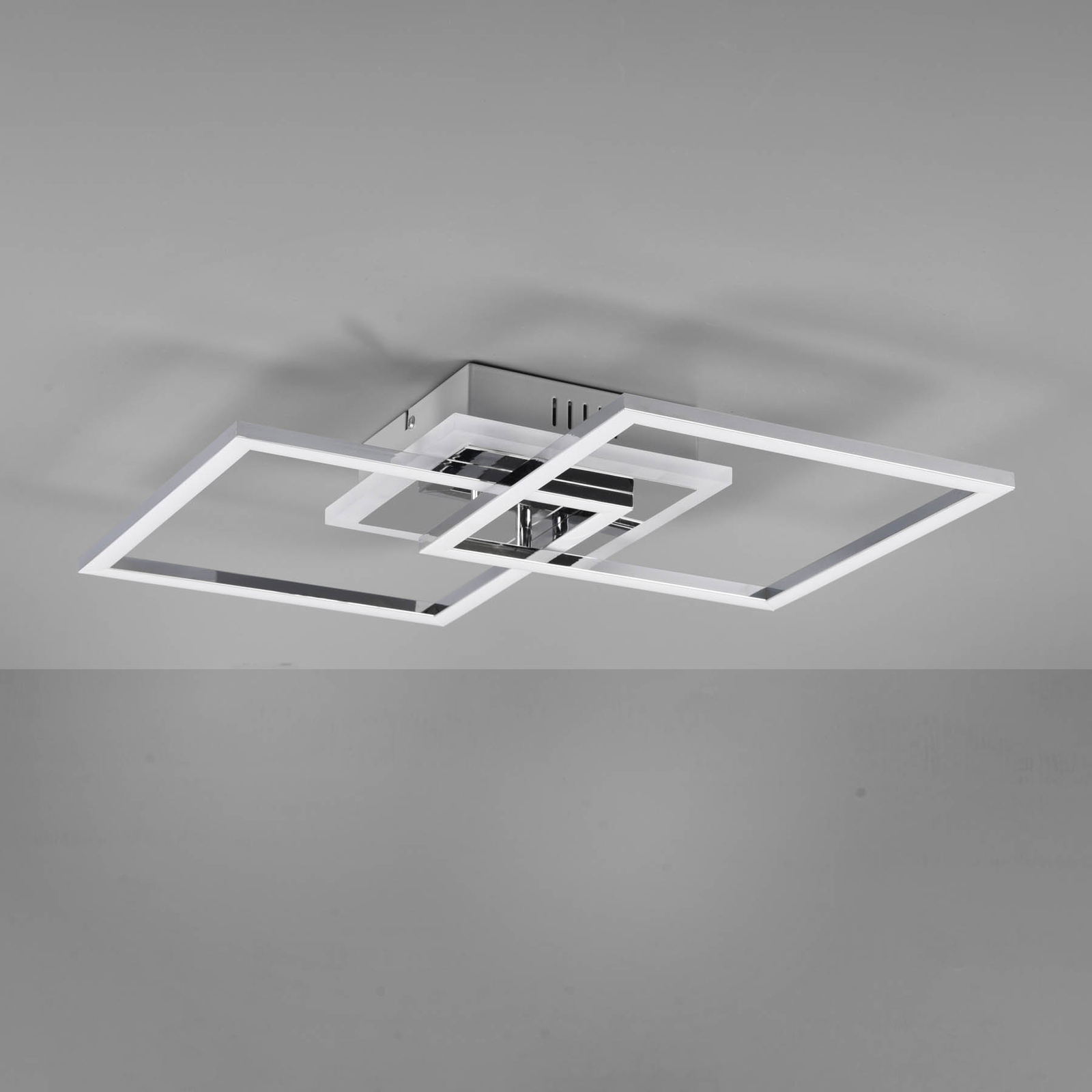 Venida LED ceiling light, square, chrome