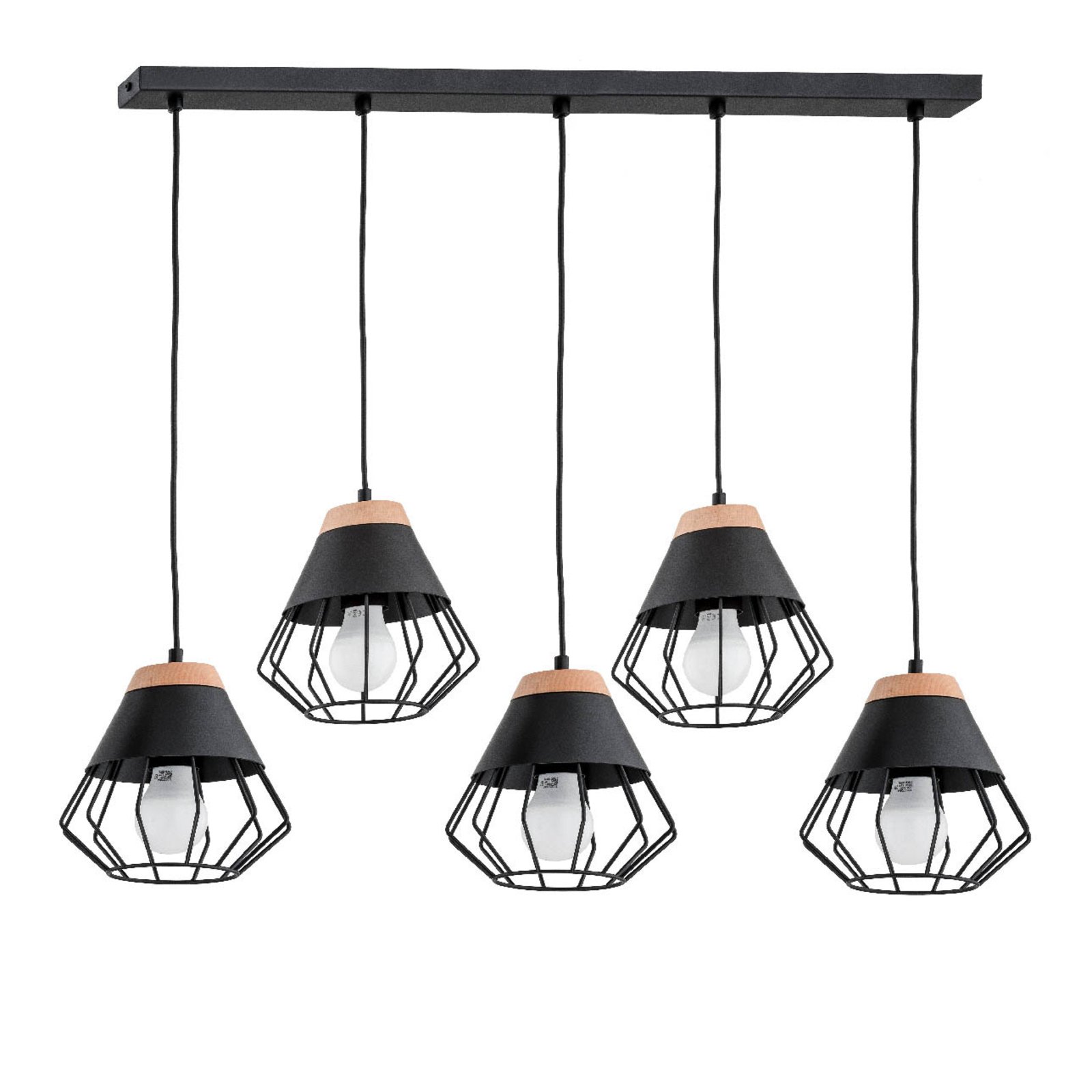 Envostar Fawn hanglamp, 5-lamps, zwart