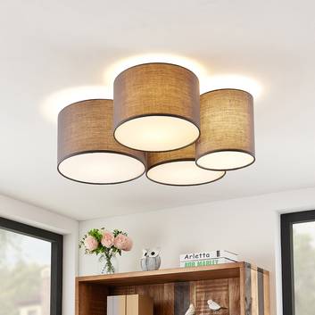 Lindby Laurenz plafondlamp, 4-lamps, grijs