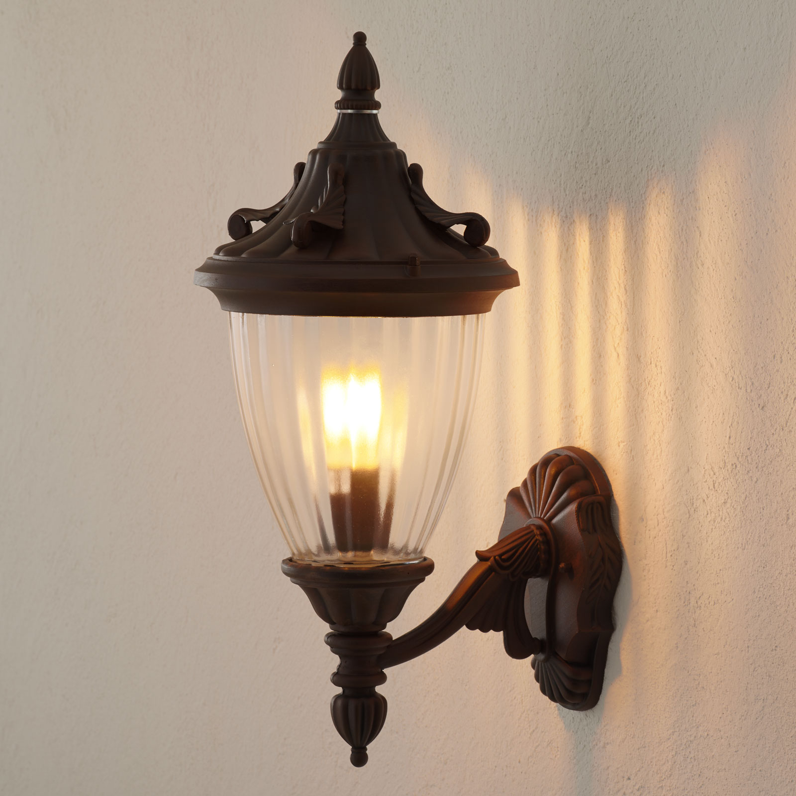LEDS-C4 Attractive outdoor wall light GALATEA, 46 cm, die-cast aluminium, glass, E27, 18 W, energy efficiency: A++, H: 46 cm