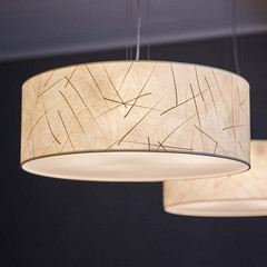 LeuchtNatur Discus lampada a sospensione 55 cm foglie bianche