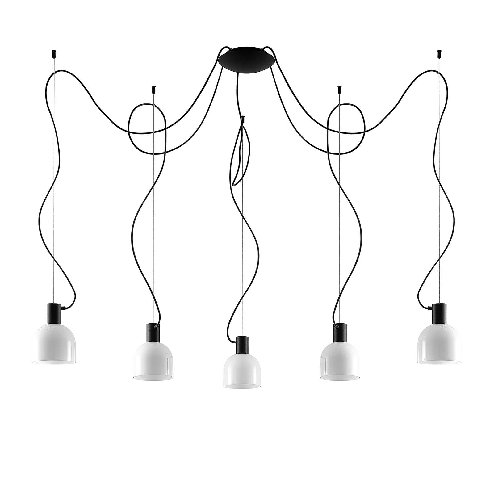 Lucande Serina Hängelampe, fünfflammig, Glas weiß