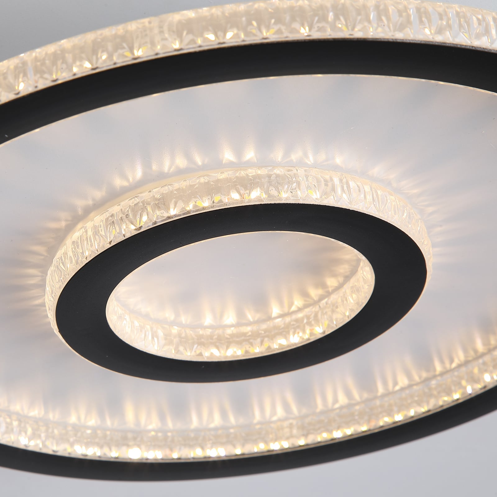 LED-stropna svetilka Roundel, bela/črna, Ø 35 cm, železo/akril